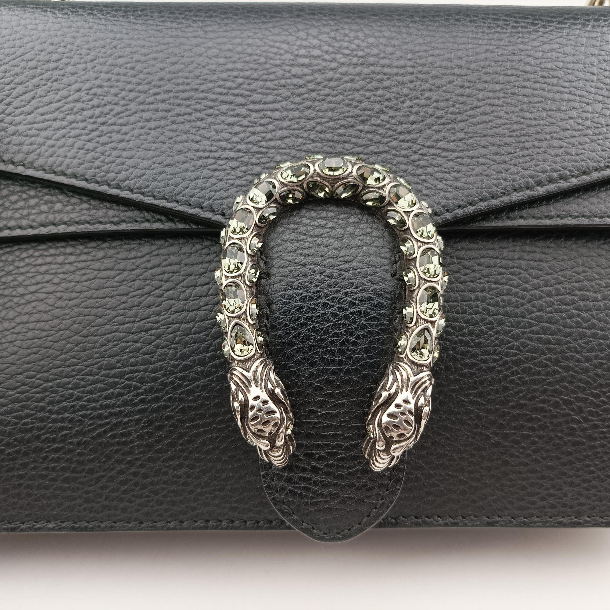 Pre-owned Gucci Dionysus Black Leather 400429 shoulderbag | stylenewstar
