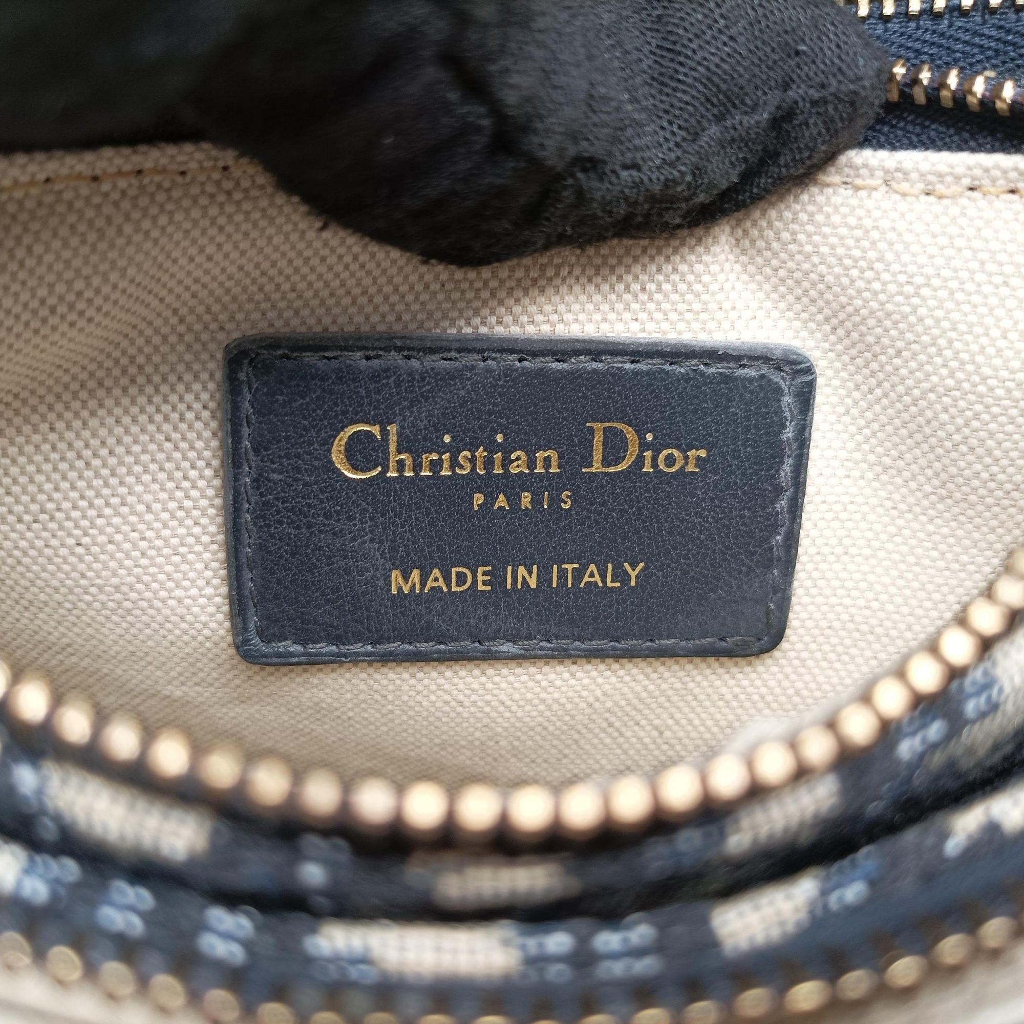 Secondhand Christian Dior Saddle Navy Jacquard×Leather  shoulderbag | stylenewstar