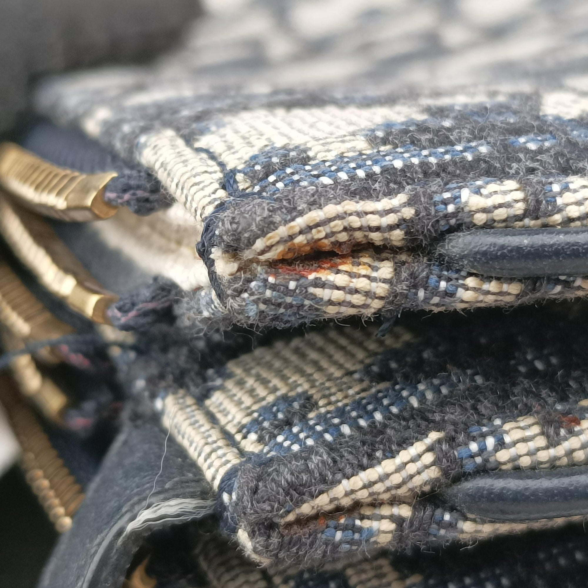 Secondhand Christian Dior Saddle Navy Jacquard×Leather  shoulderbag | stylenewstar