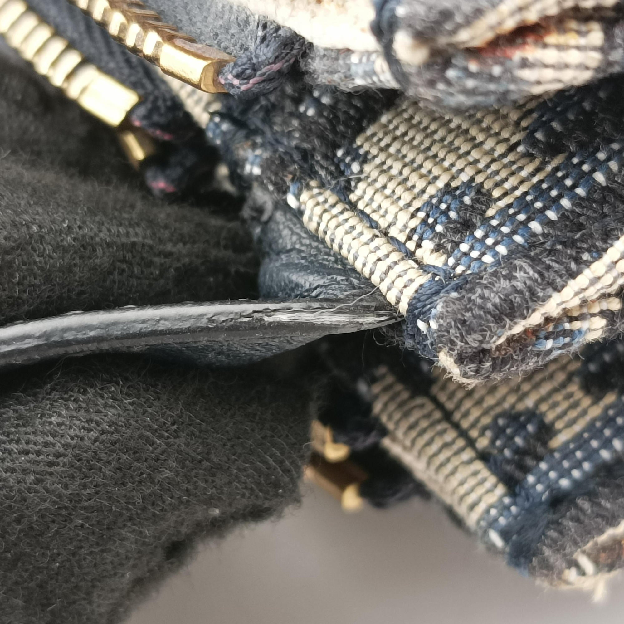 Secondhand Christian Dior Saddle Navy Jacquard×Leather  shoulderbag | stylenewstar