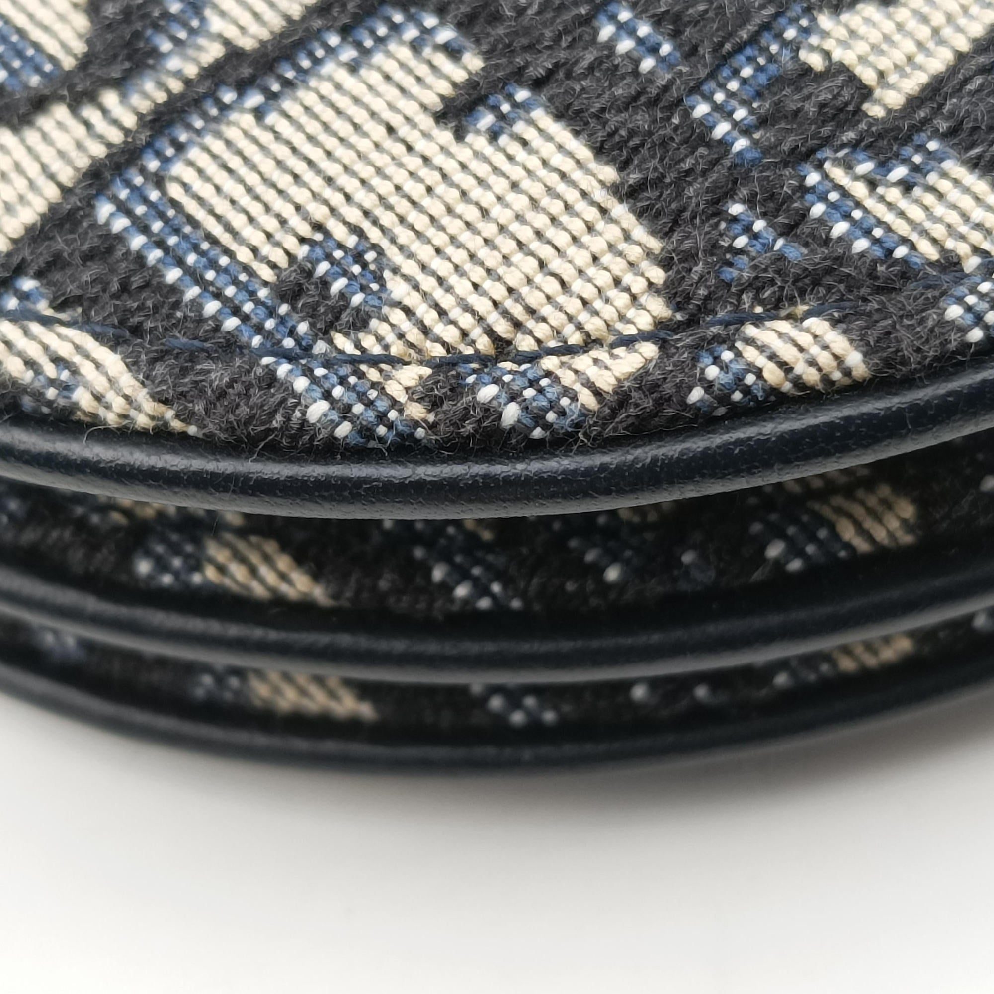 Secondhand Christian Dior Saddle Navy Jacquard×Leather  shoulderbag | stylenewstar
