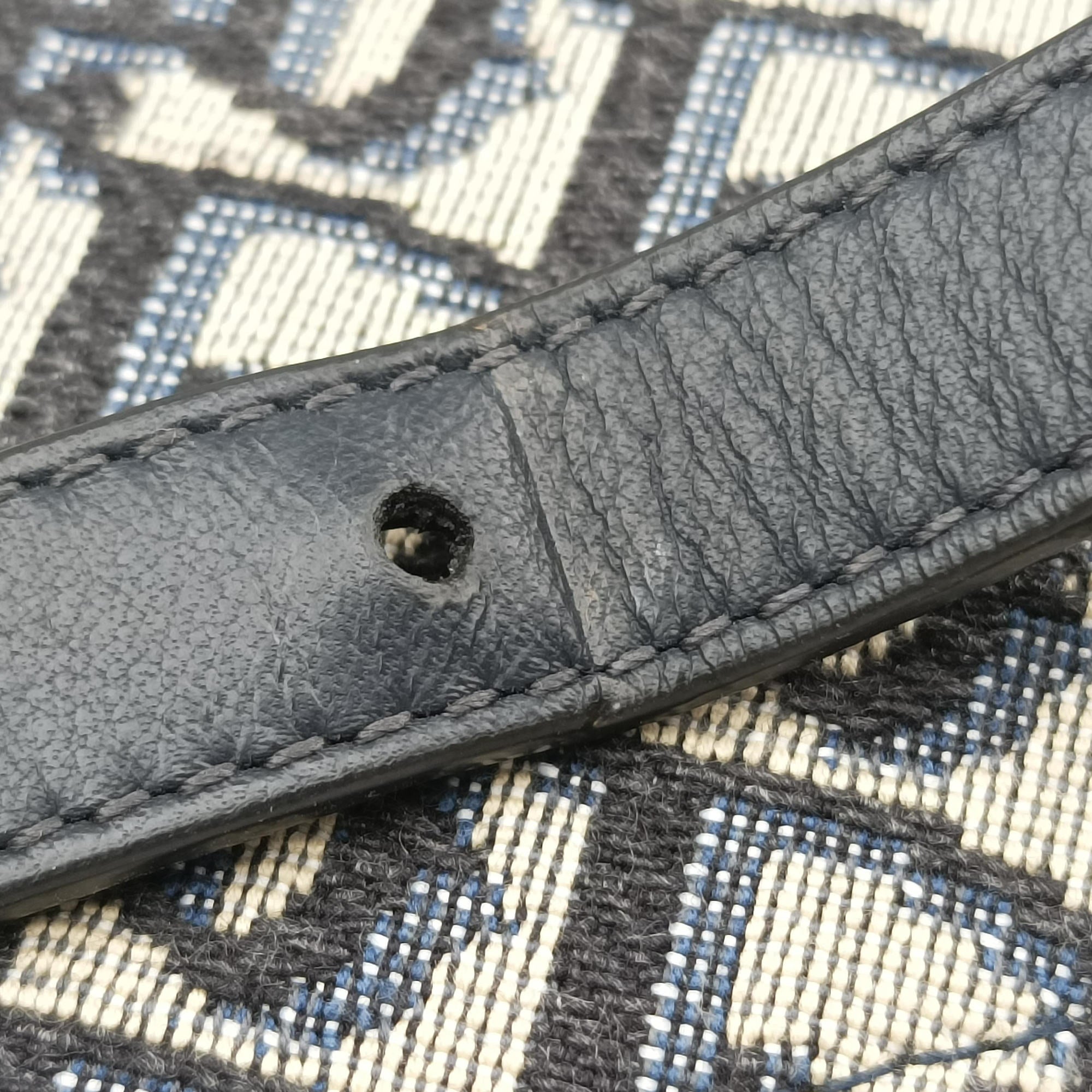 Secondhand Christian Dior Saddle Navy Jacquard×Leather  shoulderbag | stylenewstar