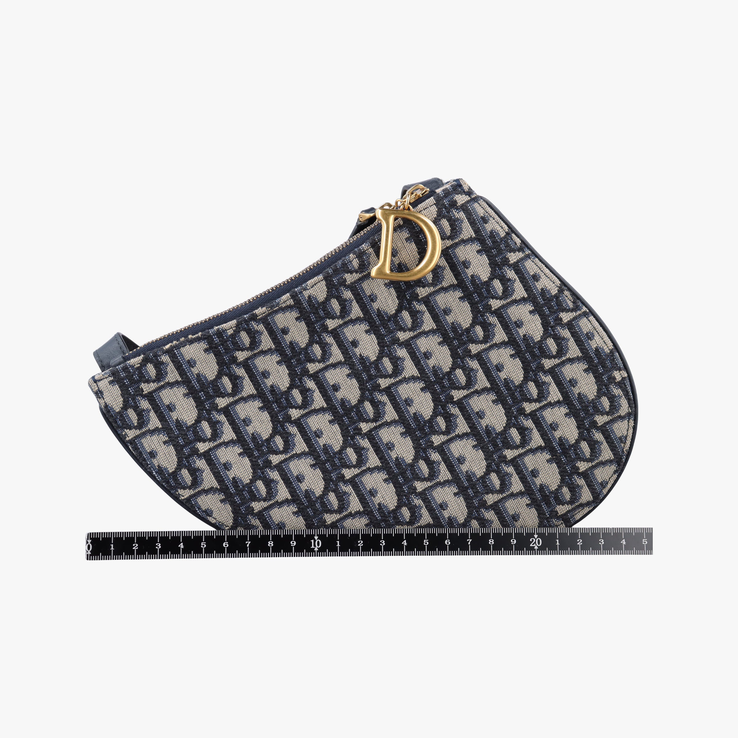Secondhand Christian Dior Saddle Navy Jacquard×Leather  shoulderbag | stylenewstar