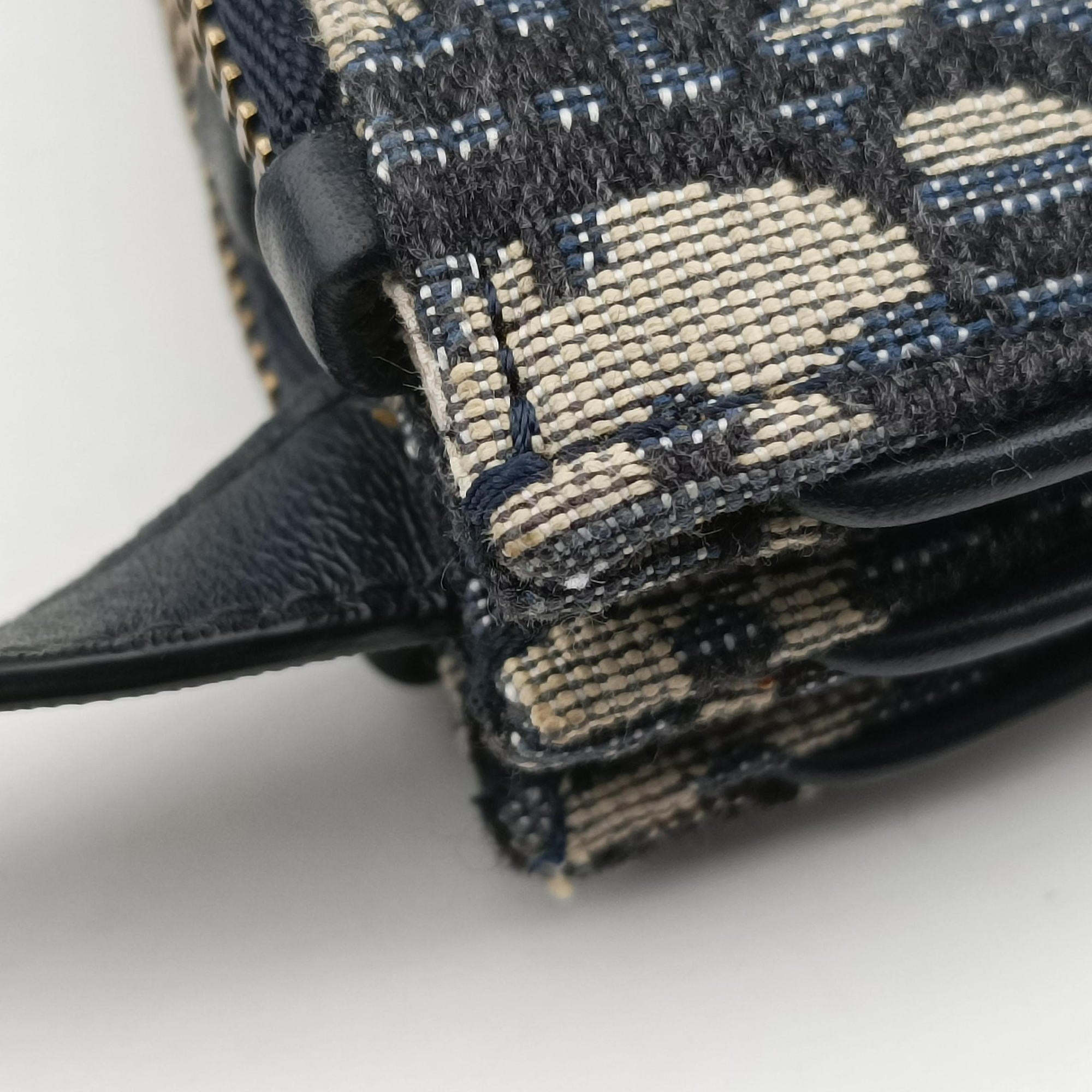 Secondhand Christian Dior Saddle Navy Jacquard×Leather  shoulderbag | stylenewstar
