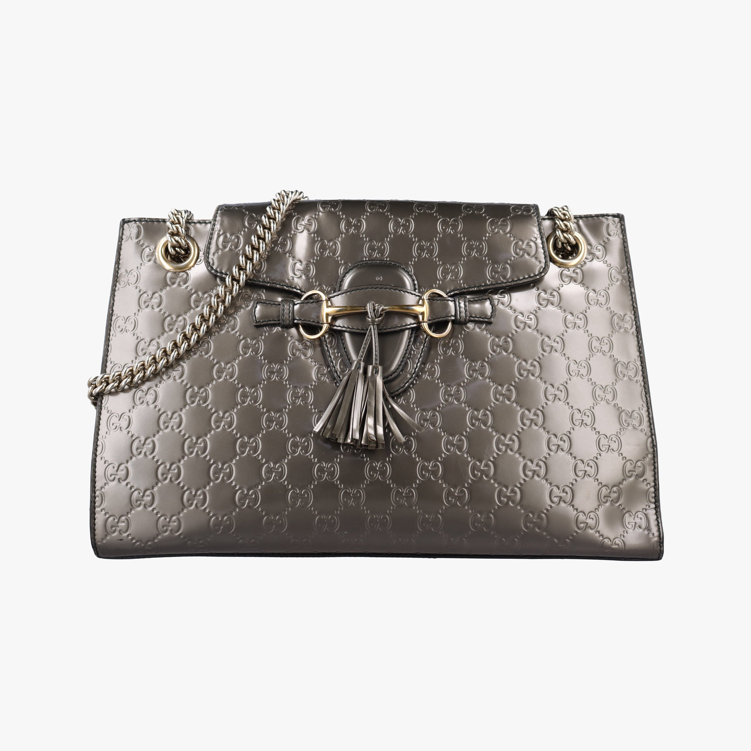 Pre-owned Gucci Emily Dark gold Patent Leather 295403 shoulderbag | stylenewstar