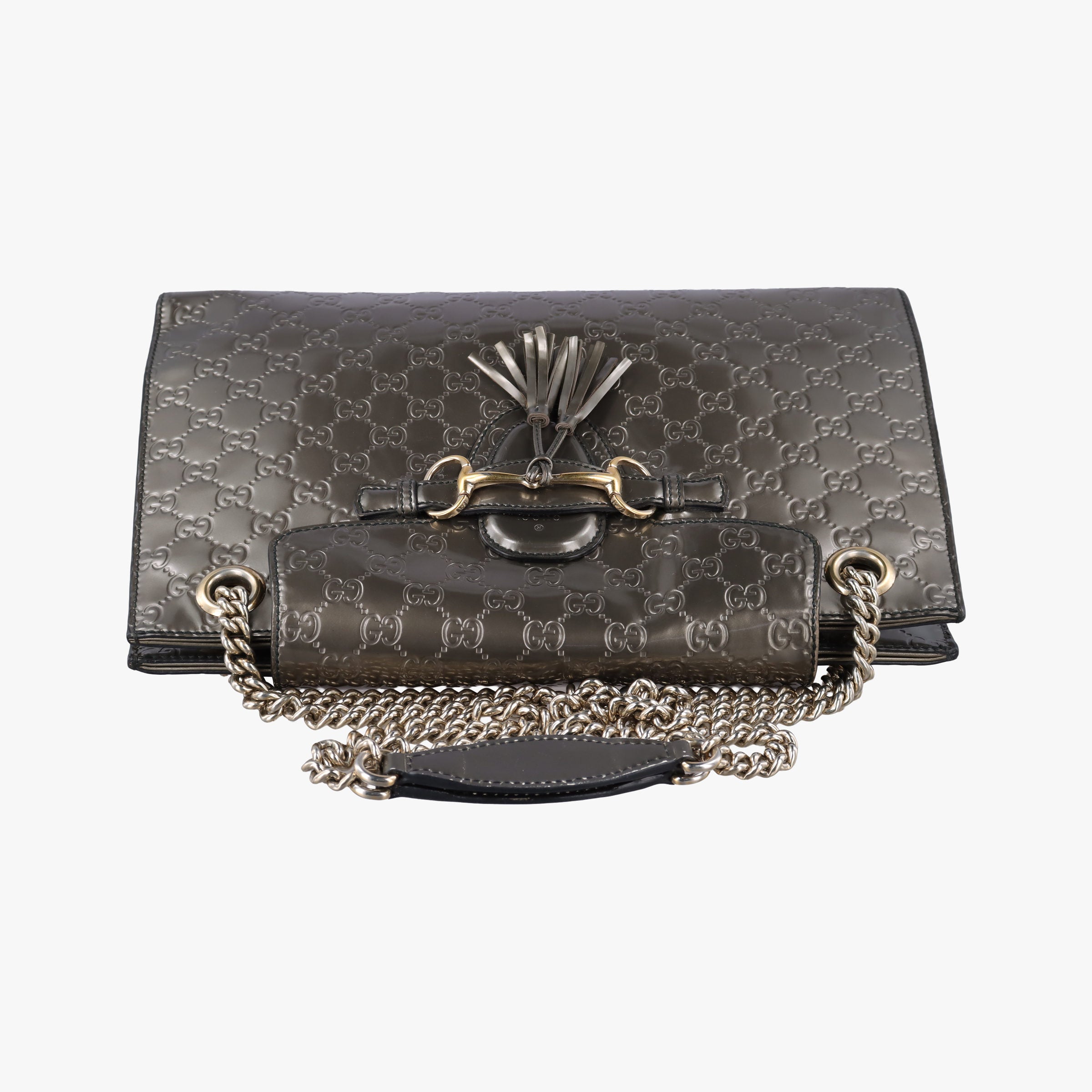 Pre-owned Gucci Emily Dark gold Patent Leather 295403 shoulderbag | stylenewstar