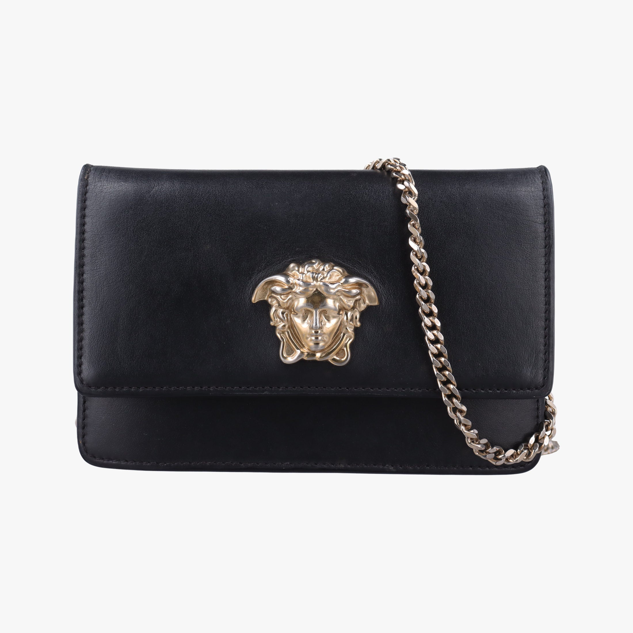 Pre-owned VERSACE La Medusa Black Leather  shoulderbag | stylenewstar
