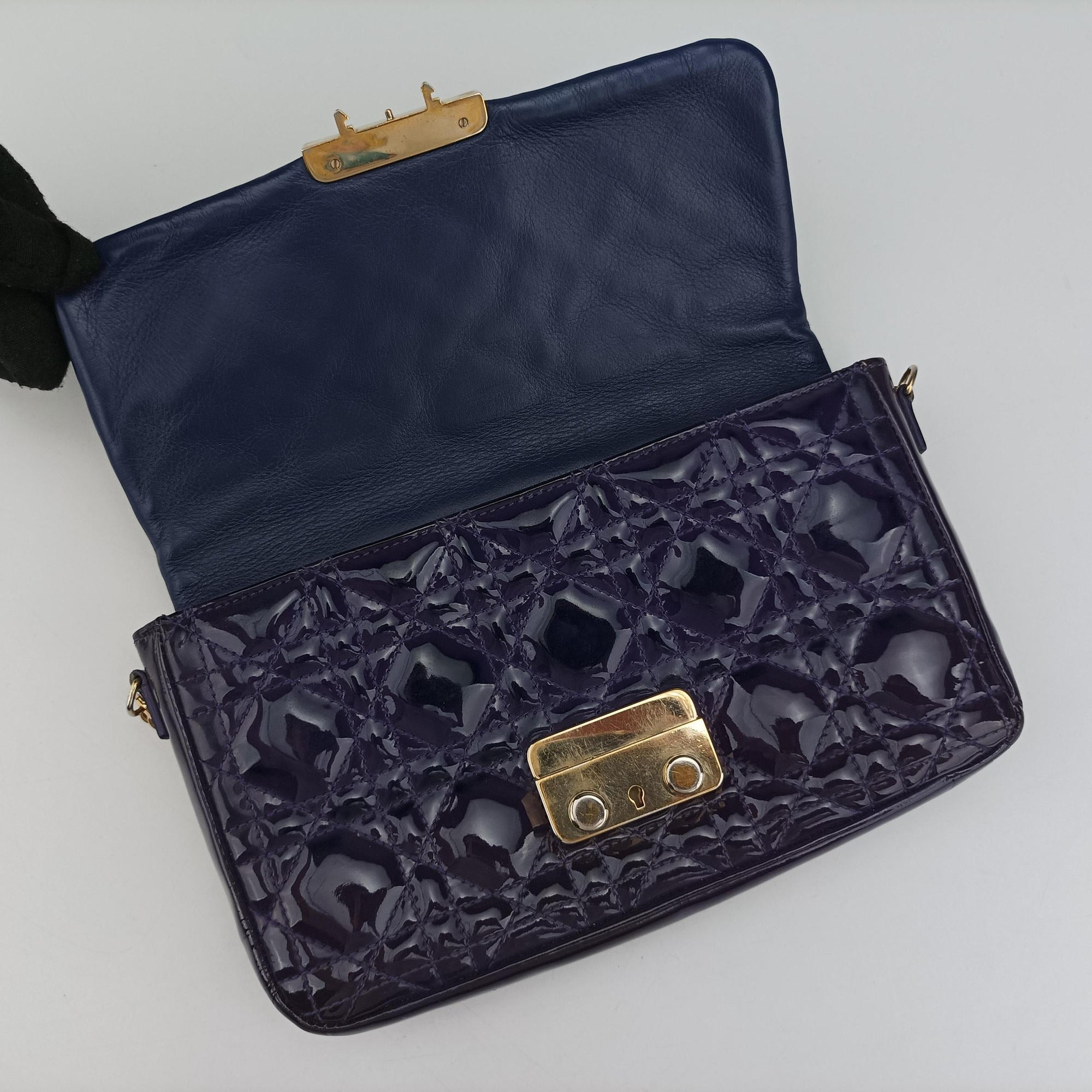 Secondhand Christian Dior Miss Dior Cannage New Rock Purple Patent  shoulderbag | stylenewstar