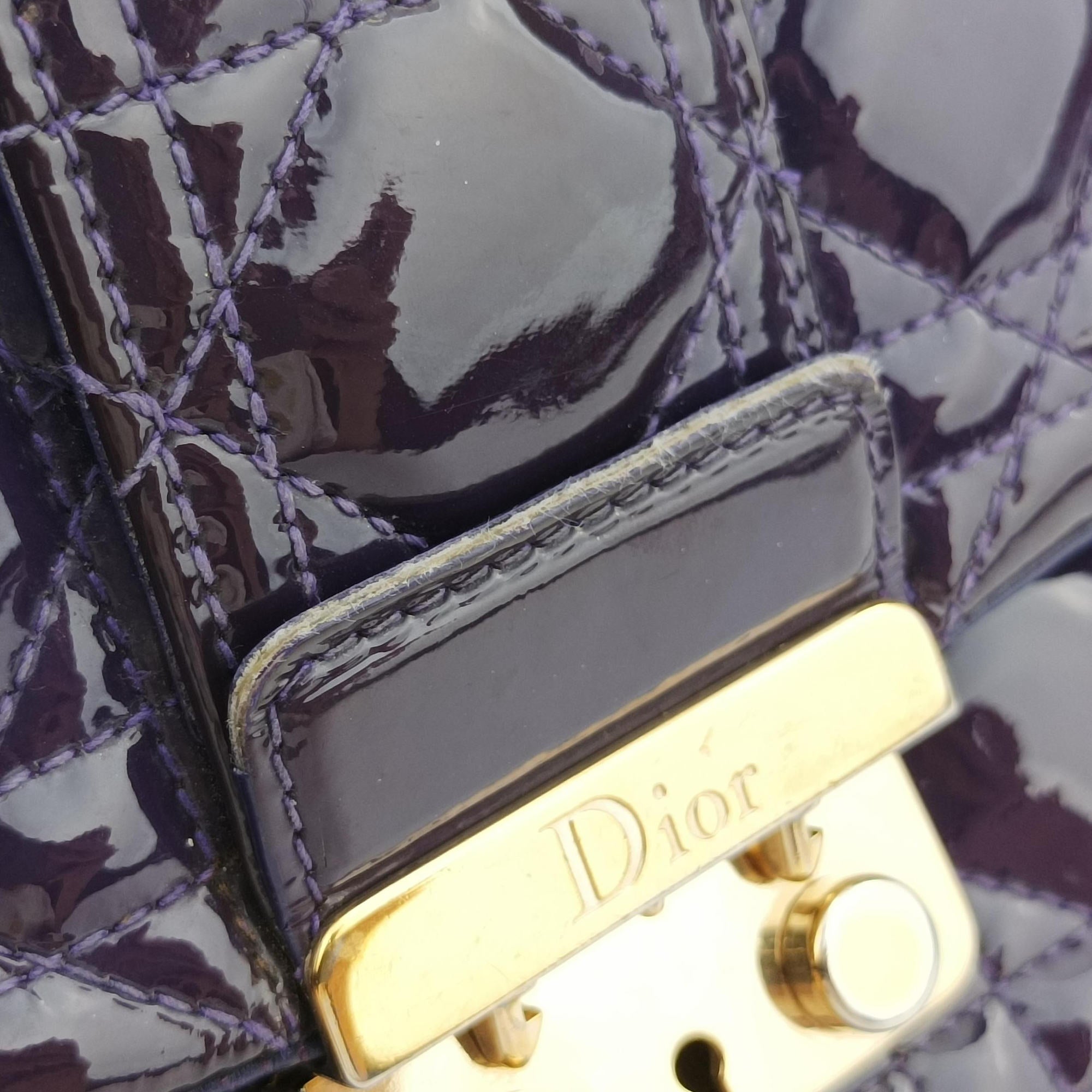 Secondhand Christian Dior Miss Dior Cannage New Rock Purple Patent  shoulderbag | stylenewstar