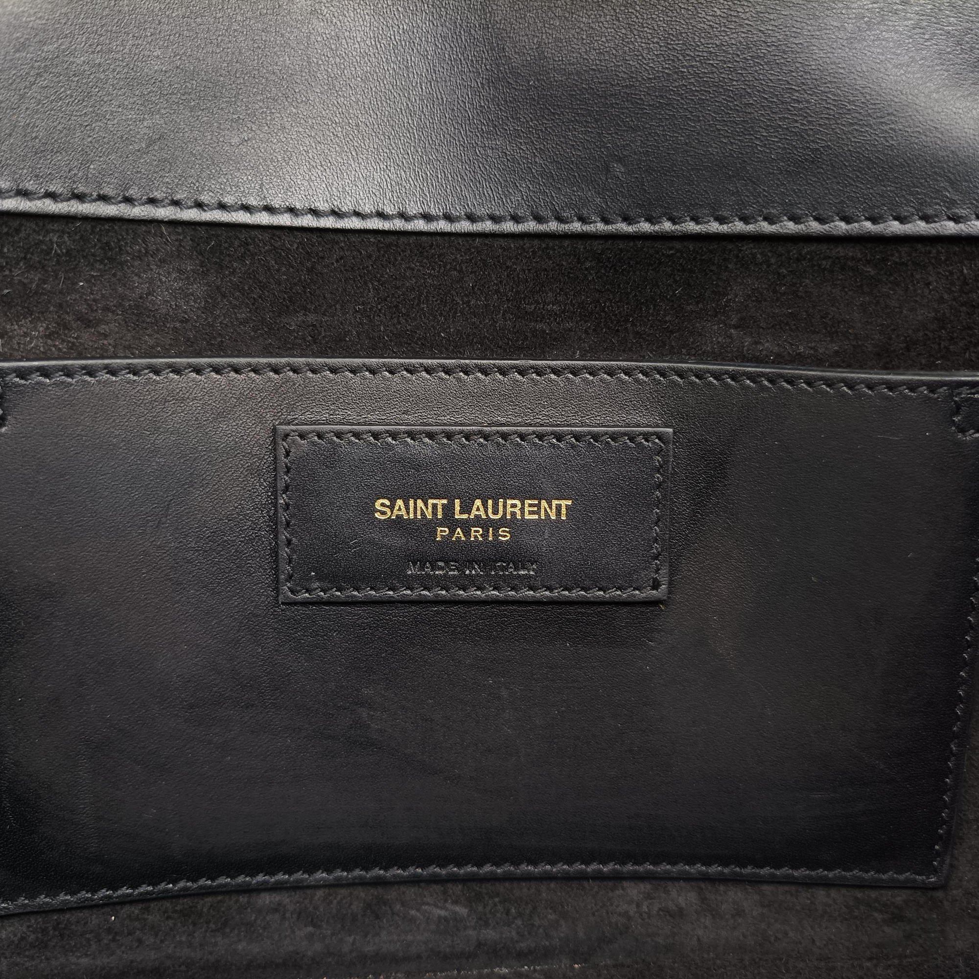 Pre-owned Yves Saint Laurent Small Betty Flap Black Suede × Leather 314516 shoulderbag | stylenewstar
