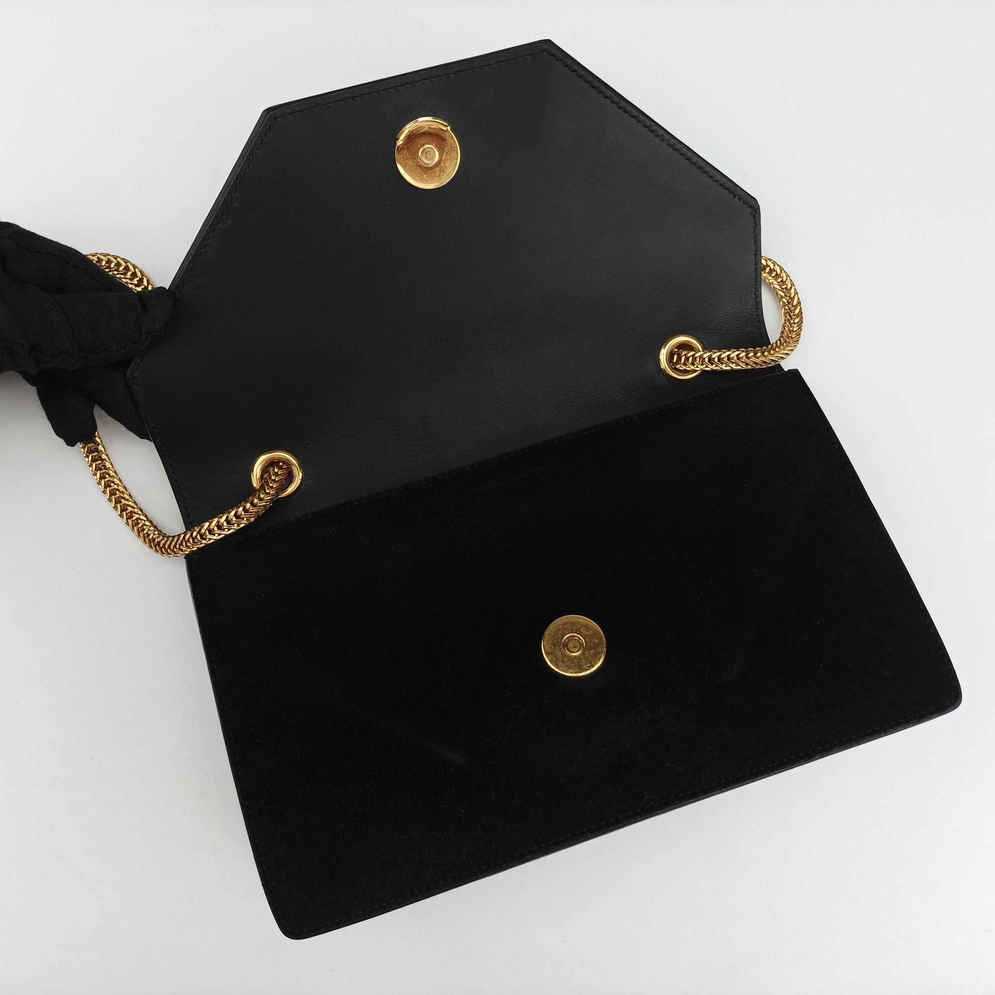 Pre-owned Yves Saint Laurent Small Betty Flap Black Suede × Leather 314516 shoulderbag | stylenewstar