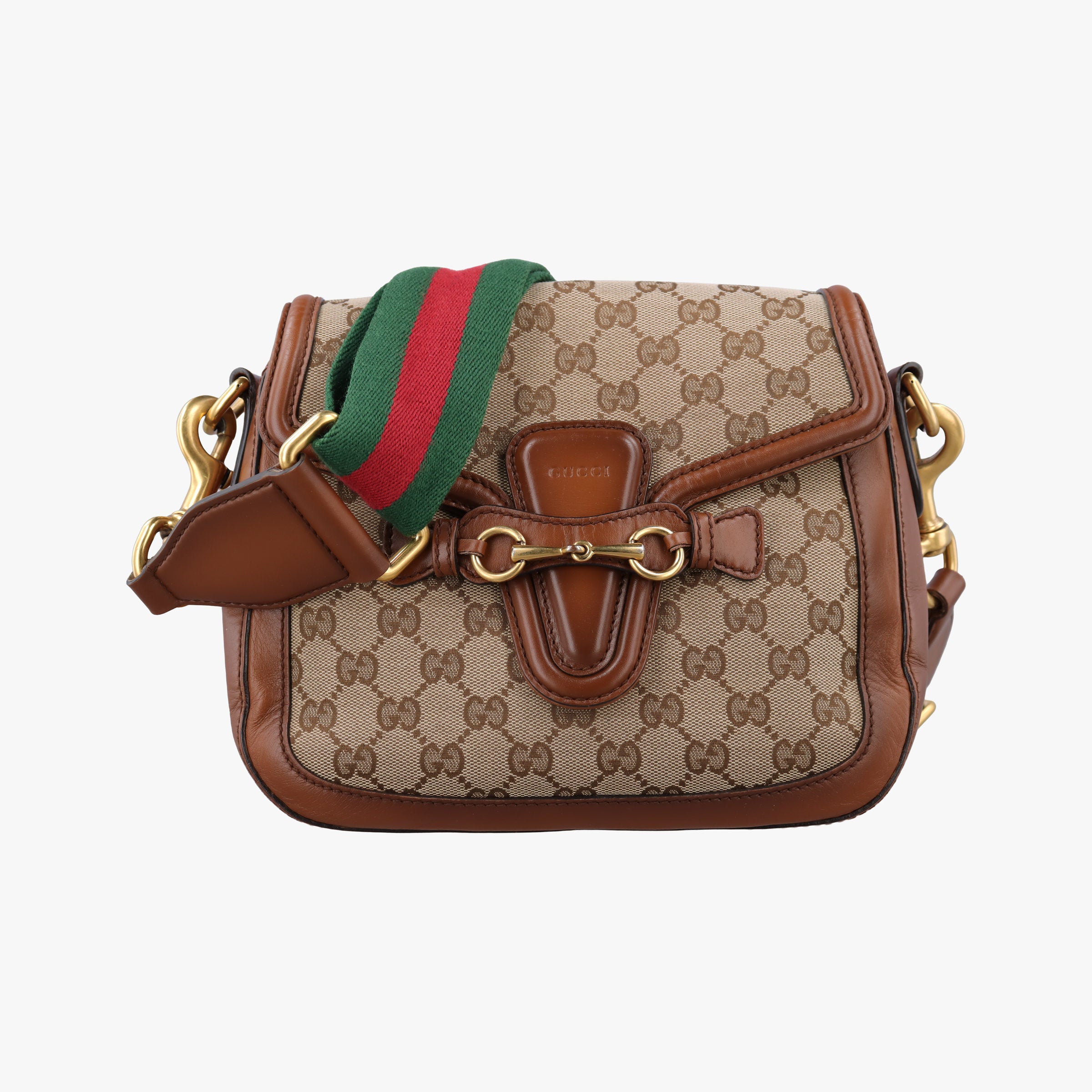 Pre-owned Gucci Lady Web Brown canvas×leather 383848 shoulderbag | stylenewstar