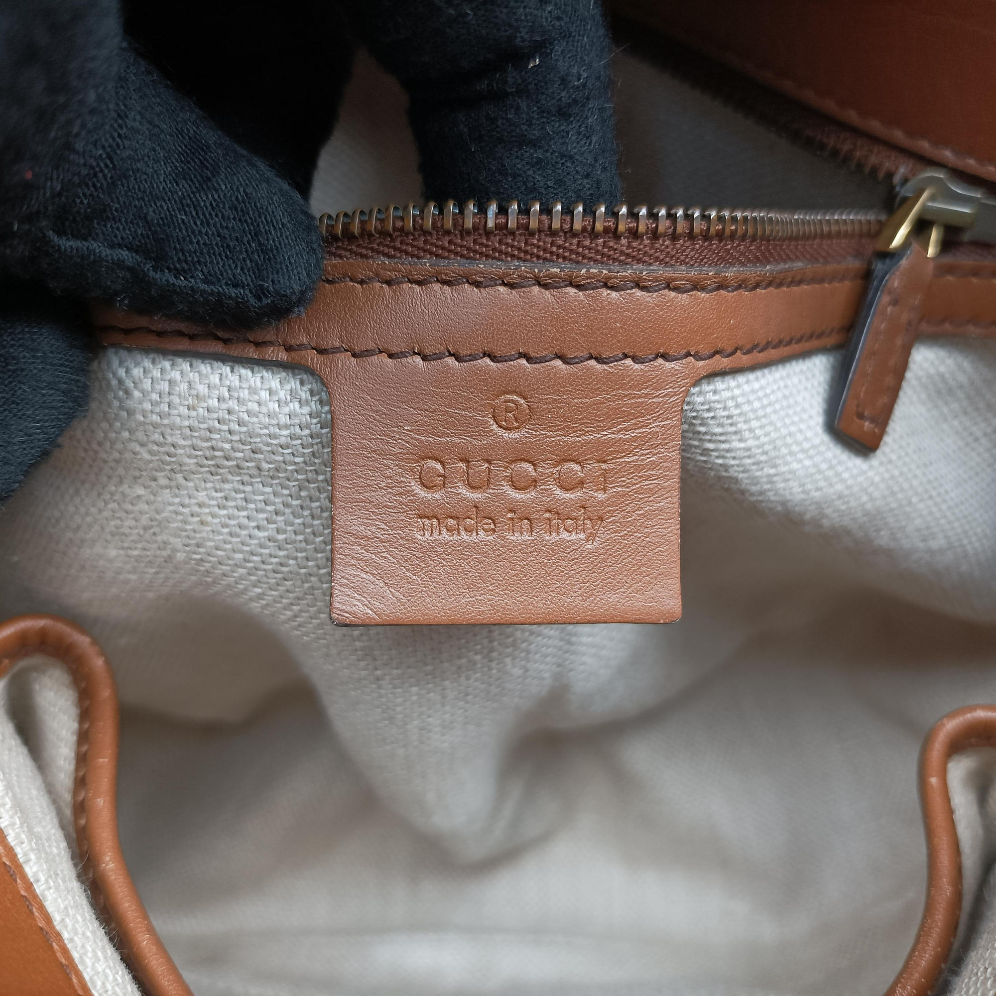 Pre-owned Gucci Lady Web Brown canvas×leather 383848 shoulderbag | stylenewstar