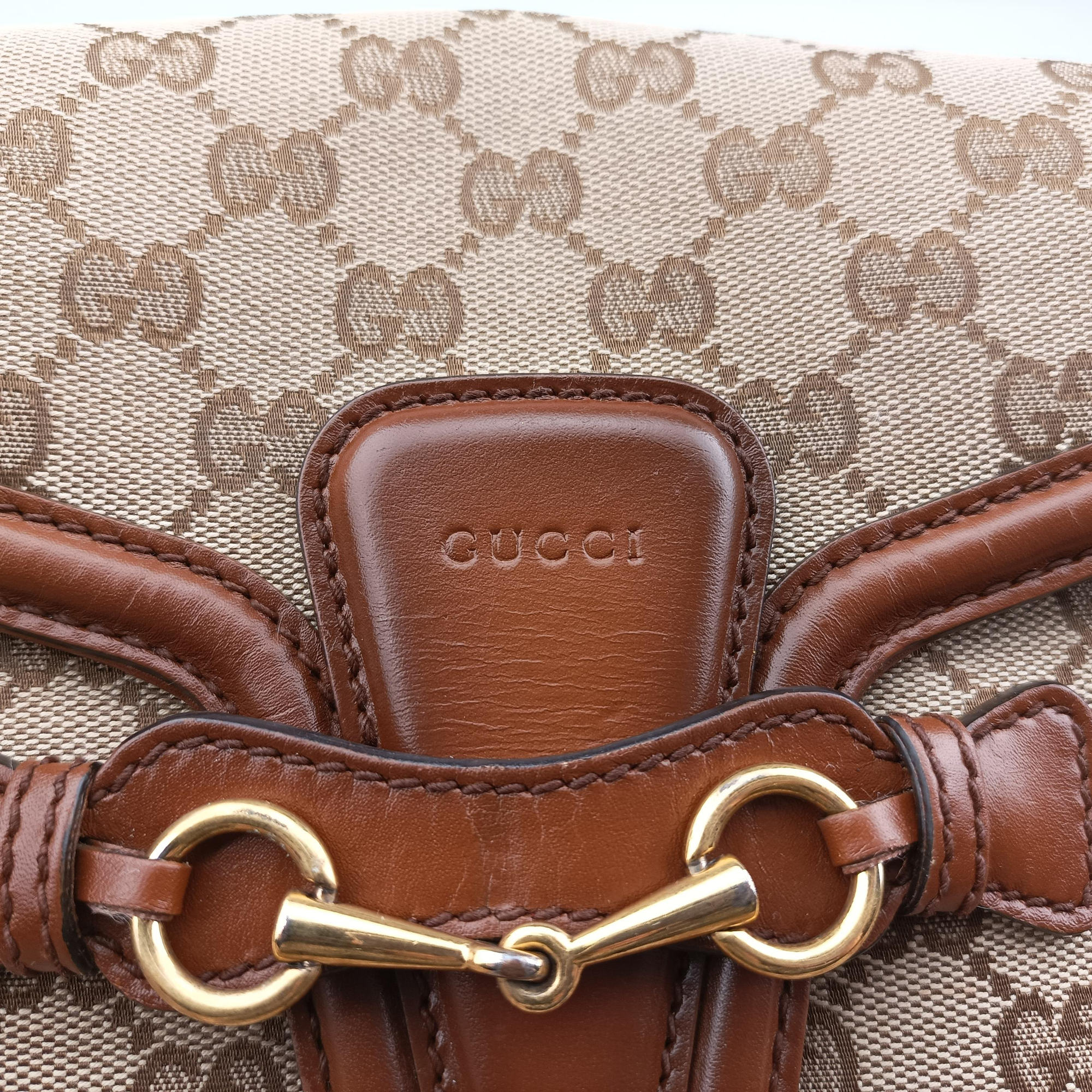 Pre-owned Gucci Lady Web Brown canvas×leather 383848 shoulderbag | stylenewstar