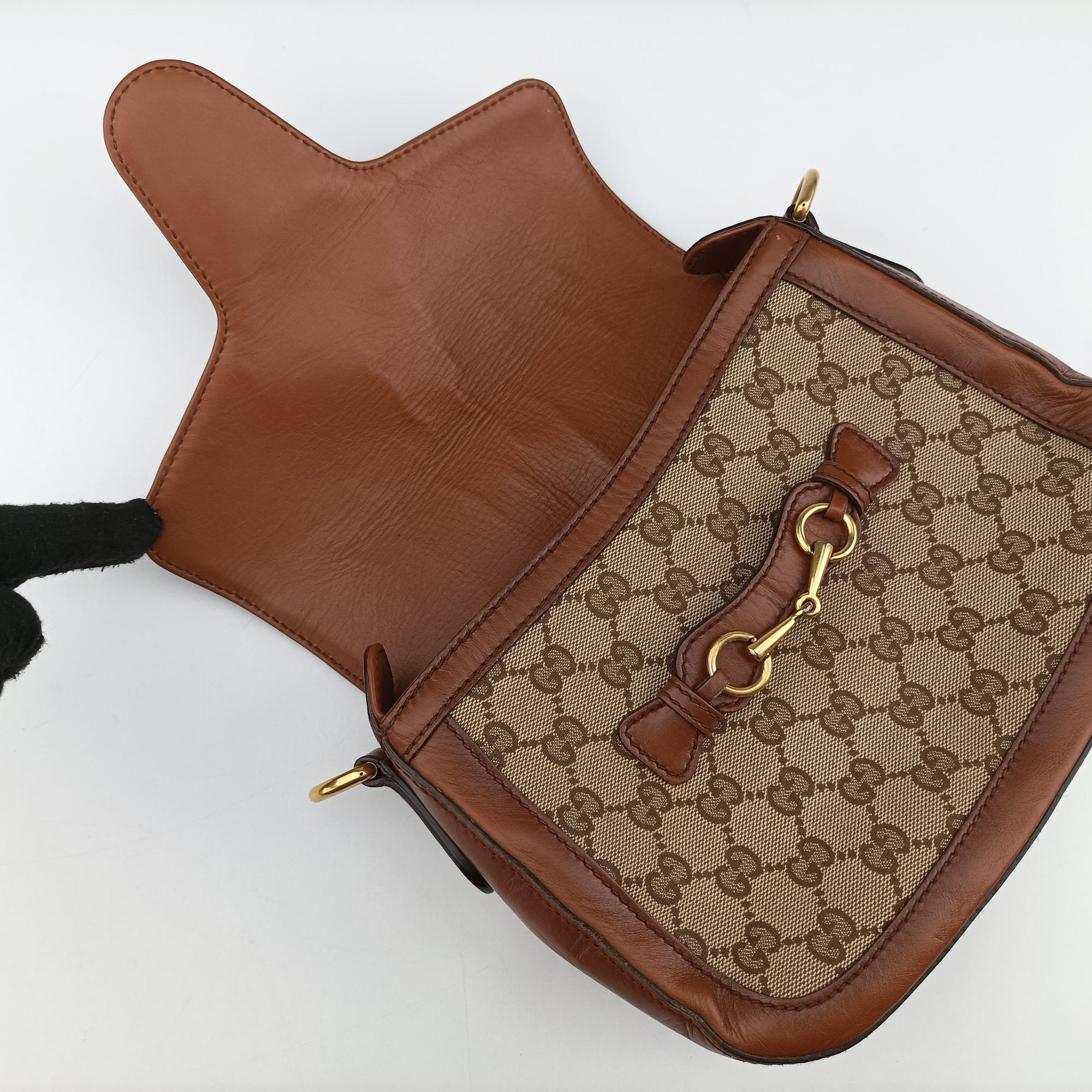 Pre-owned Gucci Lady Web Brown canvas×leather 383848 shoulderbag | stylenewstar