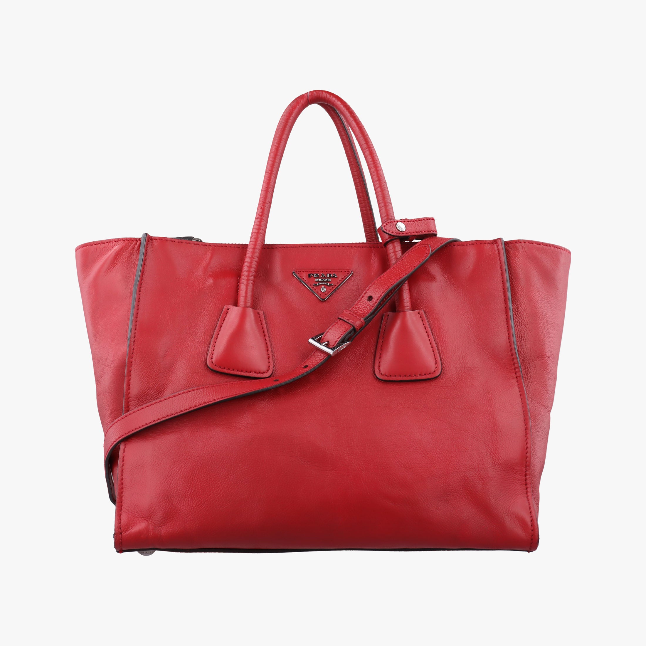 Vintage Prada Twin Pocket Winged Tote Red Leather BN2619 shoulderbag | stylenewstar