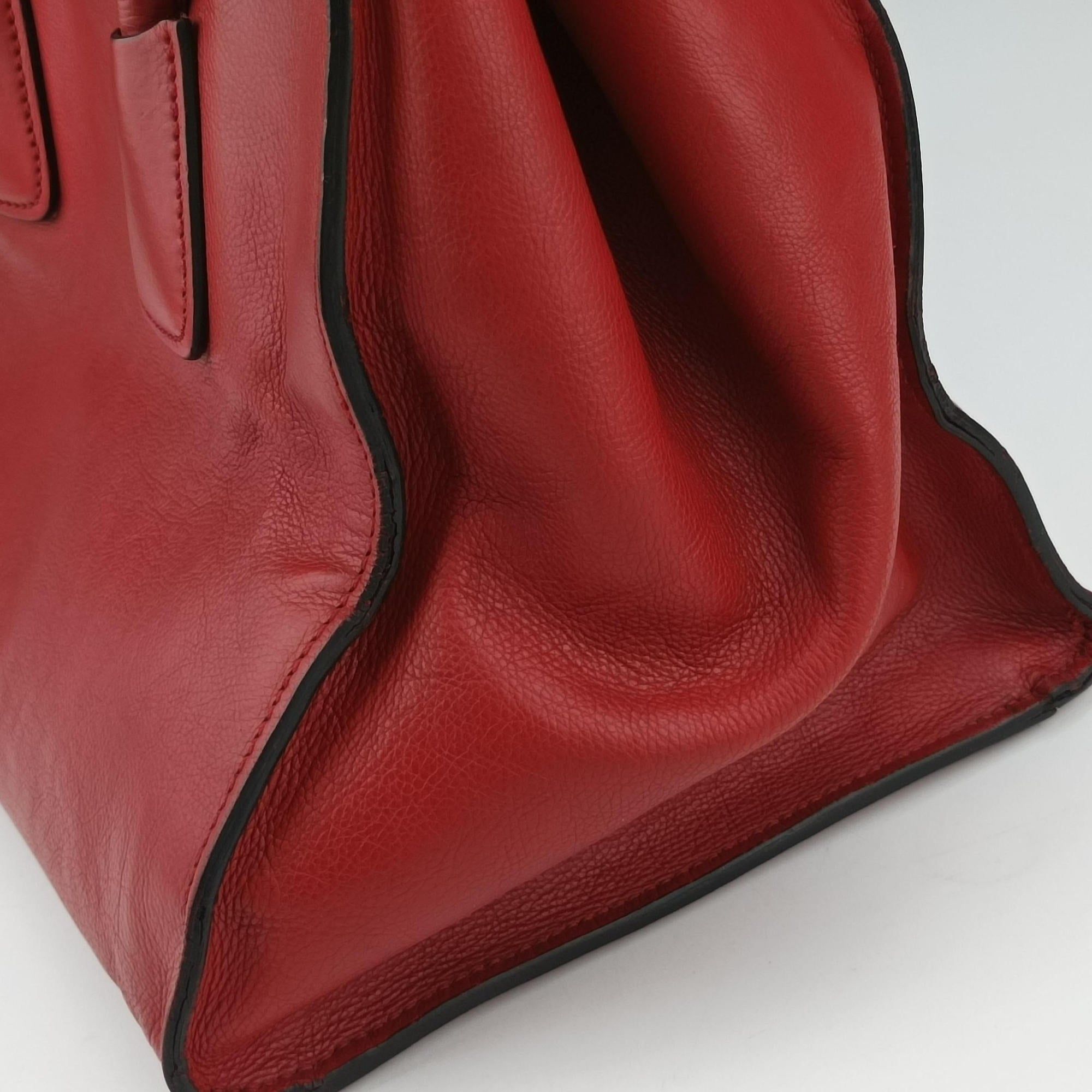 Vintage Prada Twin Pocket Winged Tote Red Leather BN2619 shoulderbag | stylenewstar