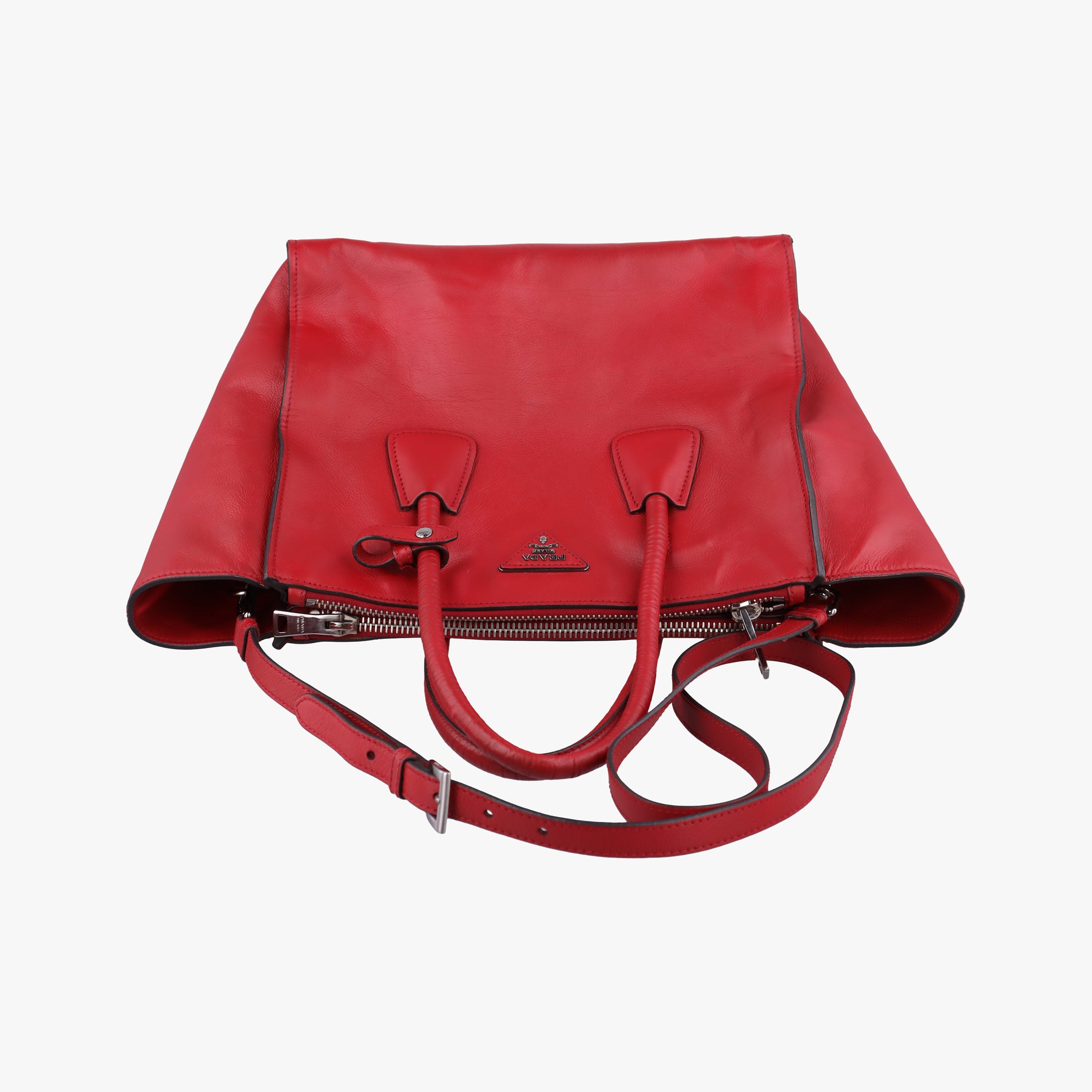 Vintage Prada Twin Pocket Winged Tote Red Leather BN2619 shoulderbag | stylenewstar