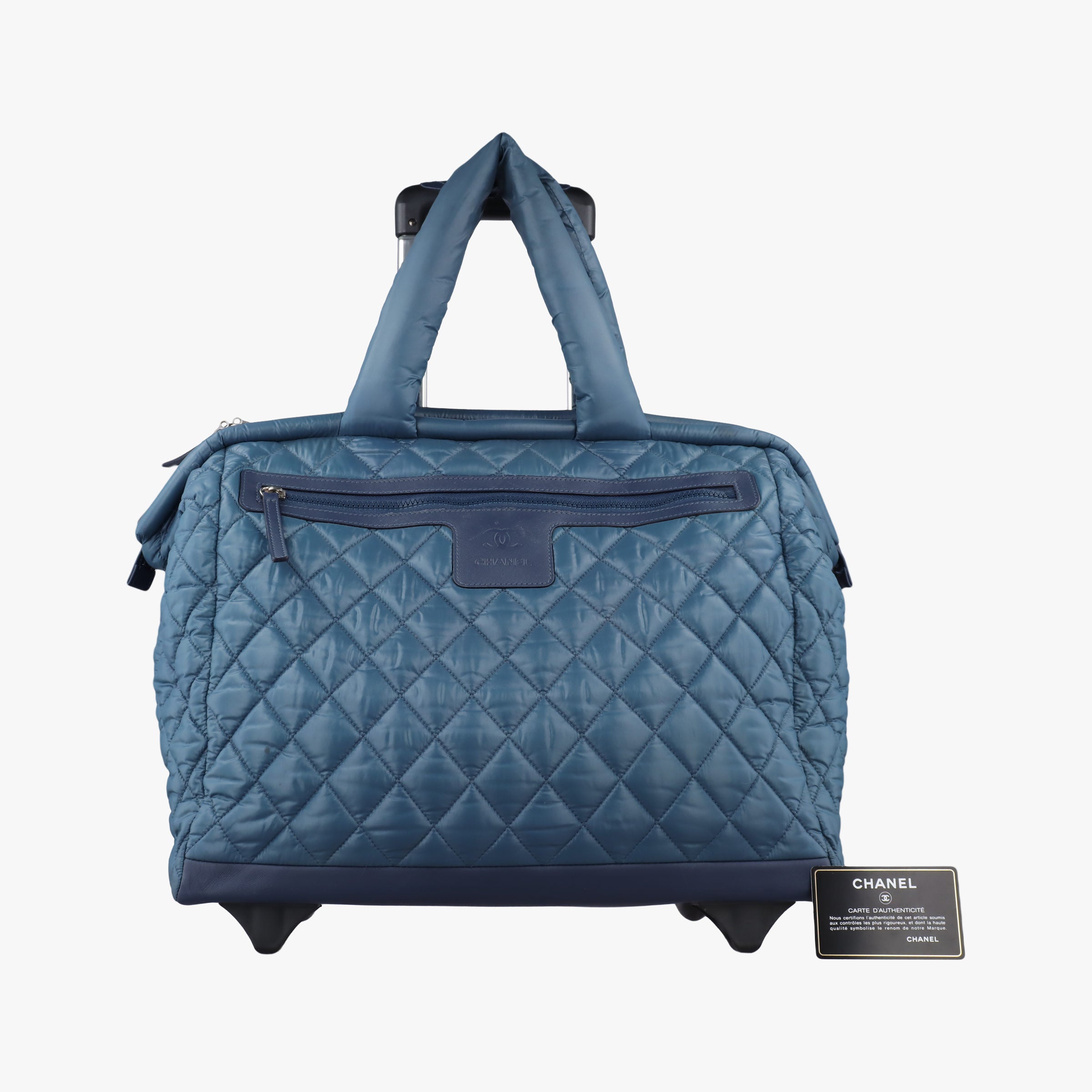 Pre-owned Chanel Cococoon Quilting Blue Nylon×Leather A47107 suitcase | stylenewstar