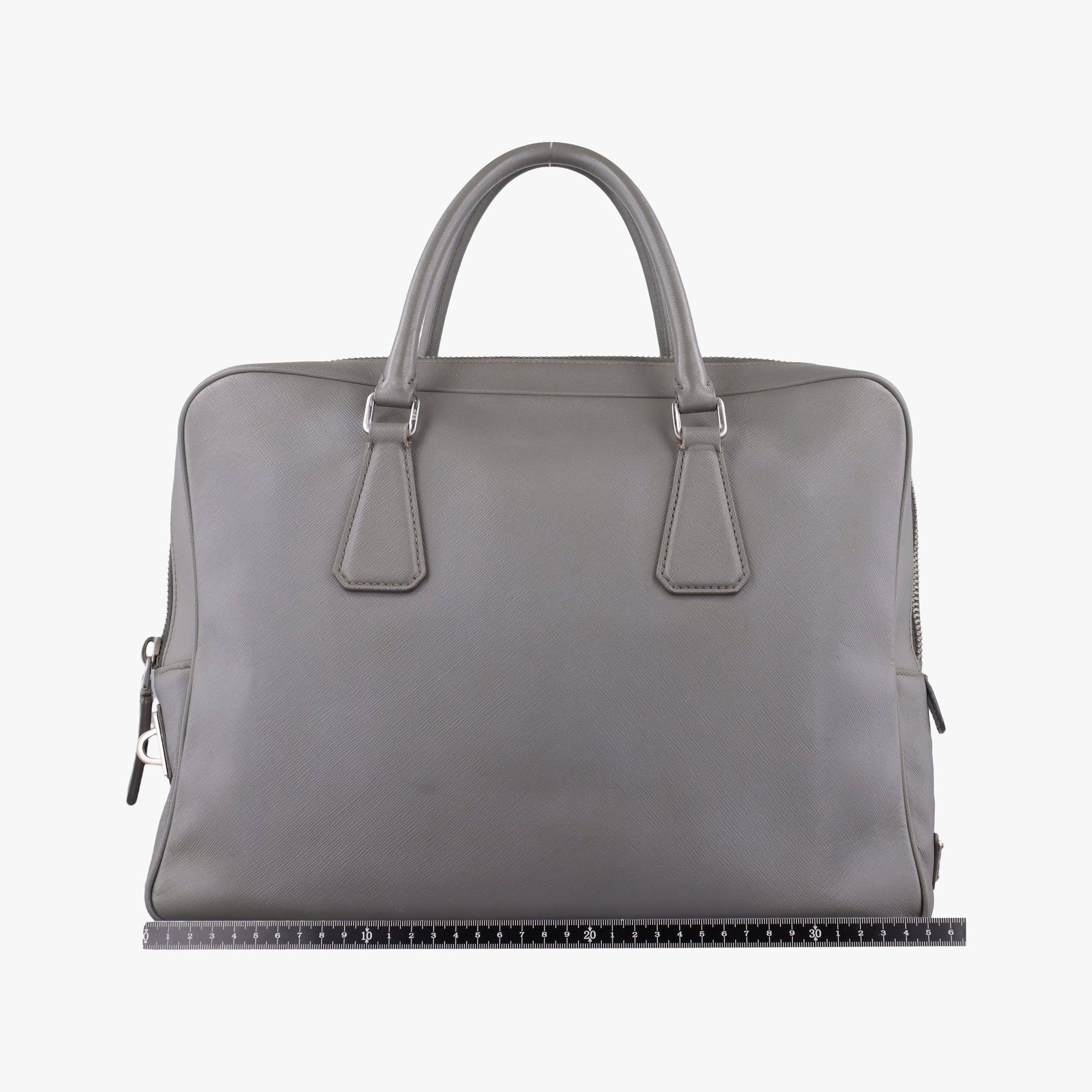 Pre-owned Prada Briefcase Grey SAFFIANO Leather VS305M handbag | stylenewstar