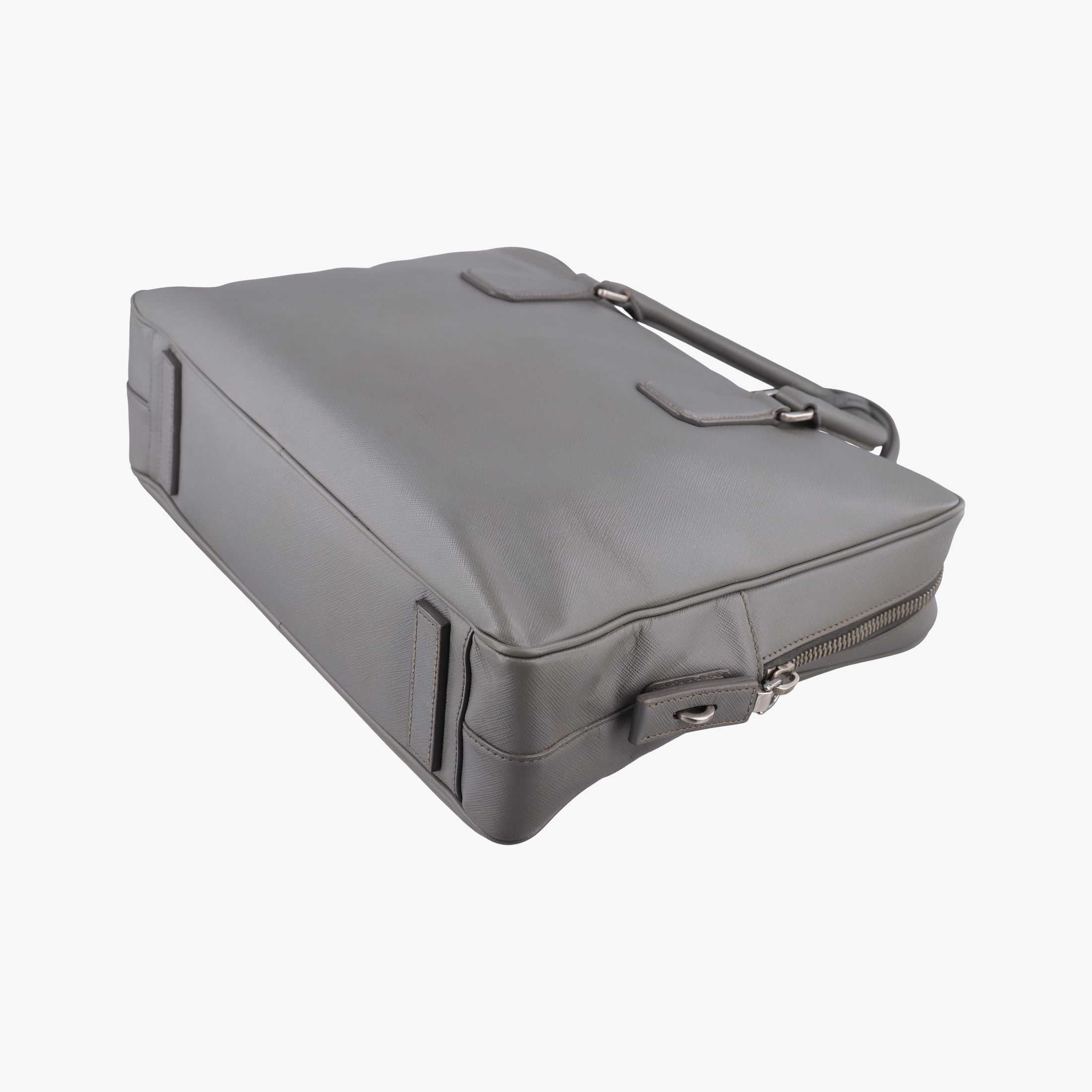 Pre-owned Prada Briefcase Grey SAFFIANO Leather VS305M handbag | stylenewstar