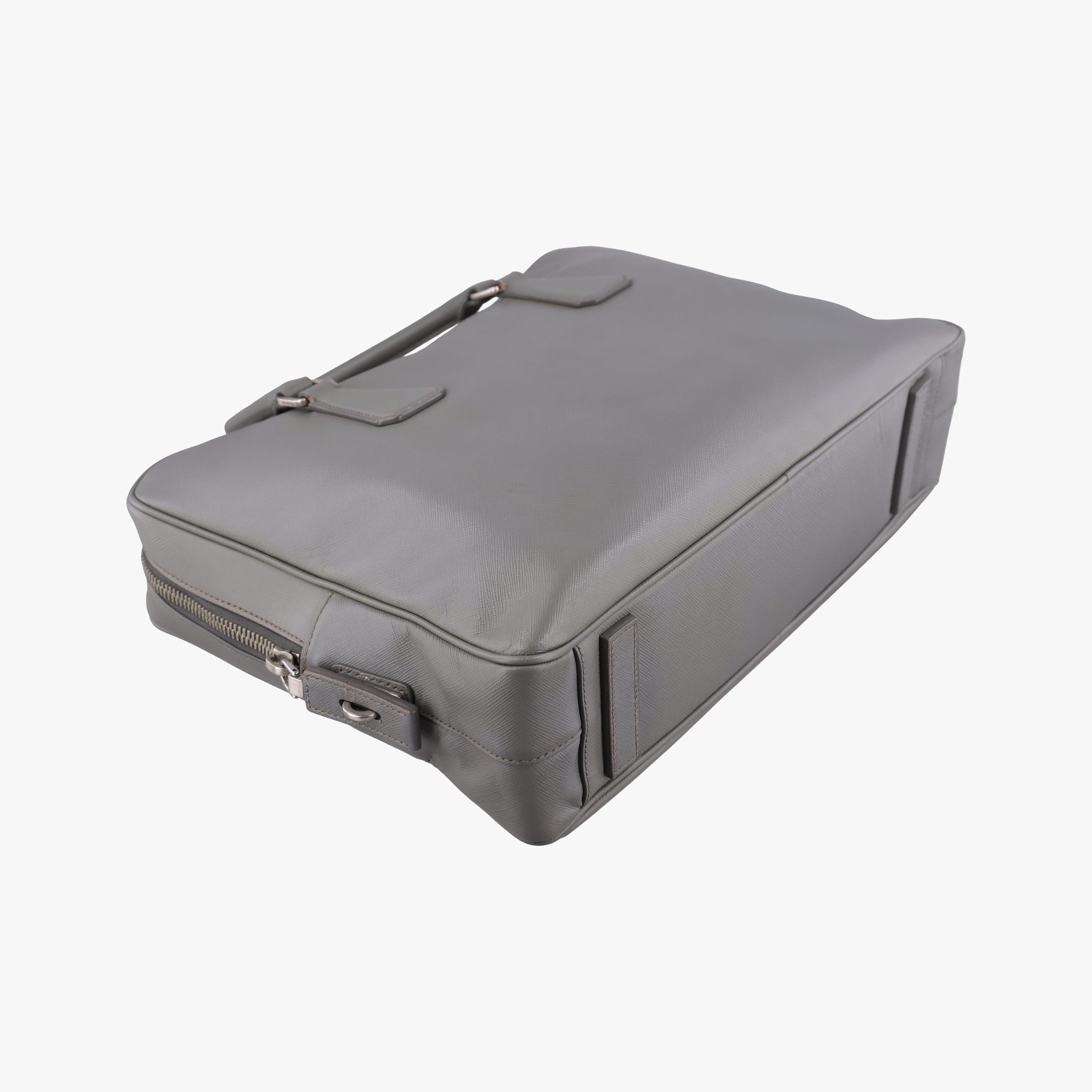 Pre-owned Prada Briefcase Grey SAFFIANO Leather VS305M handbag | stylenewstar