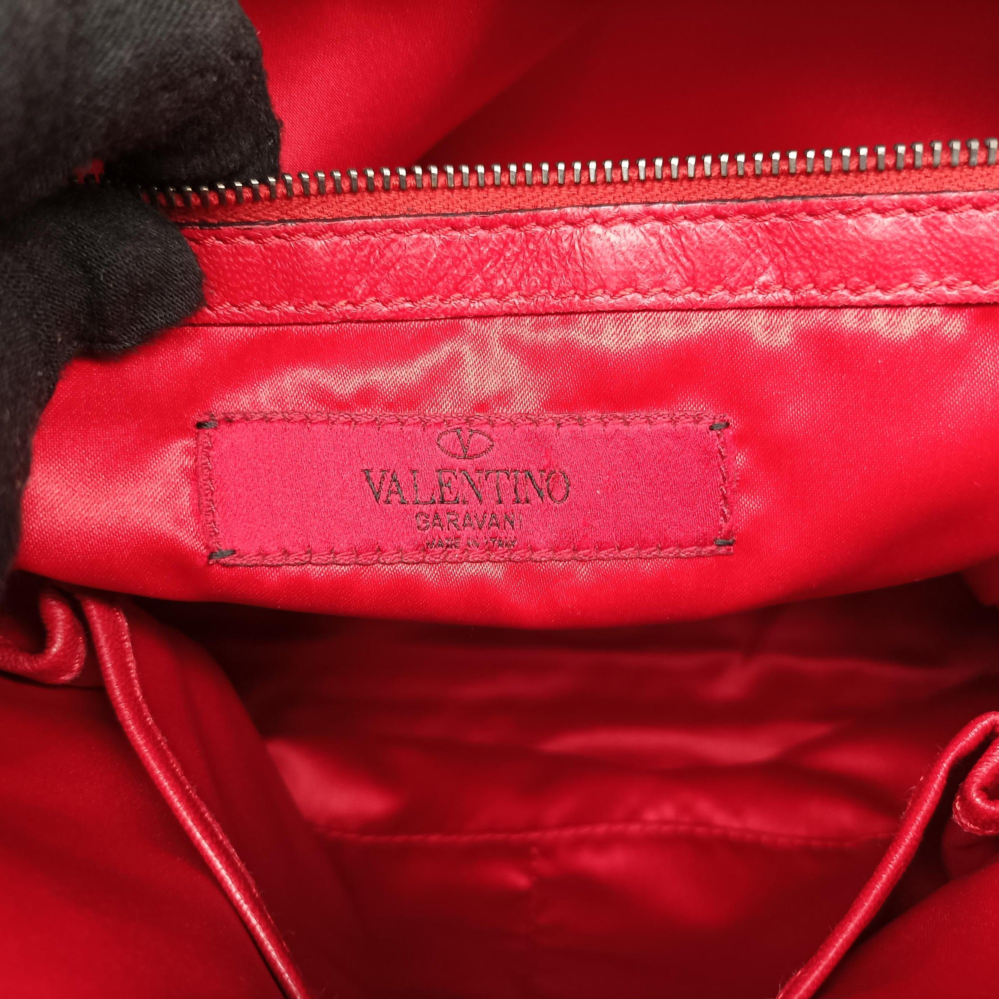 Pre-owned Valentino Petale Rose Dome Red Leather  shoulderbag | stylenewstar