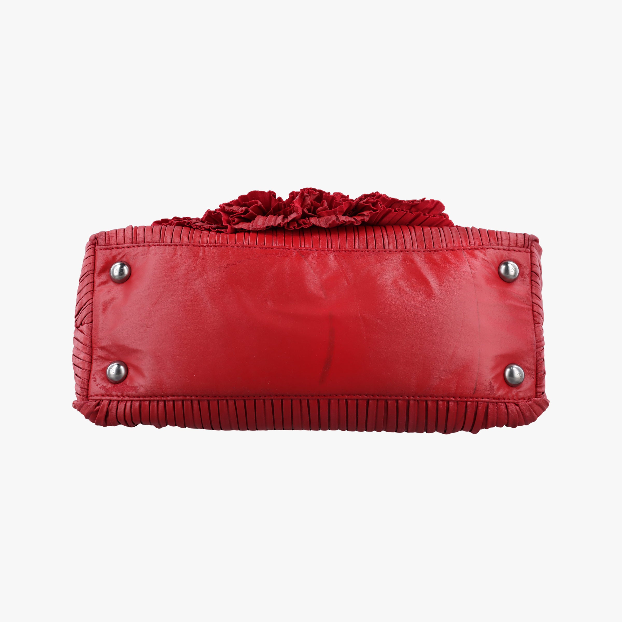 Pre-owned Valentino Petale Rose Dome Red Leather  shoulderbag | stylenewstar