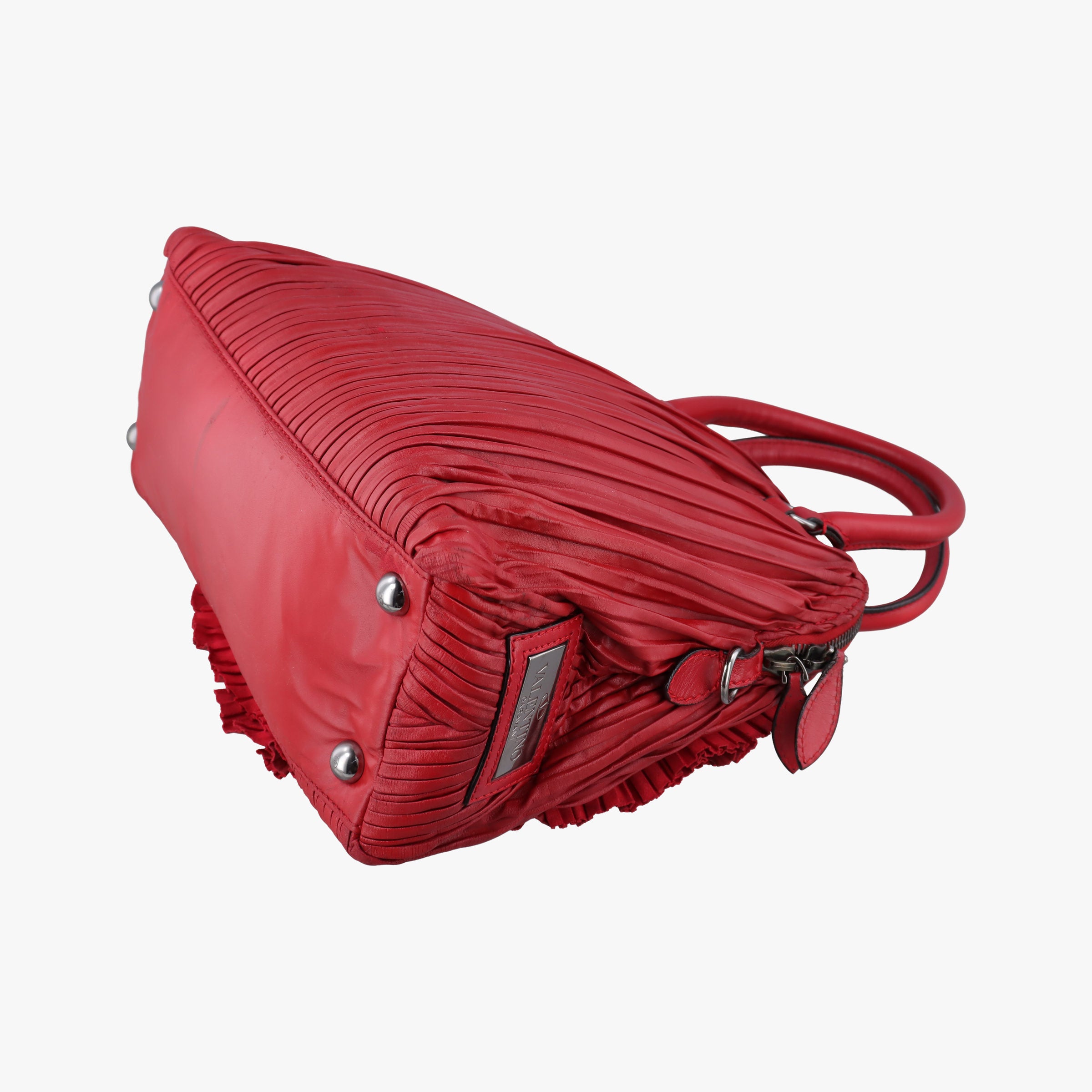 Pre-owned Valentino Petale Rose Dome Red Leather  shoulderbag | stylenewstar