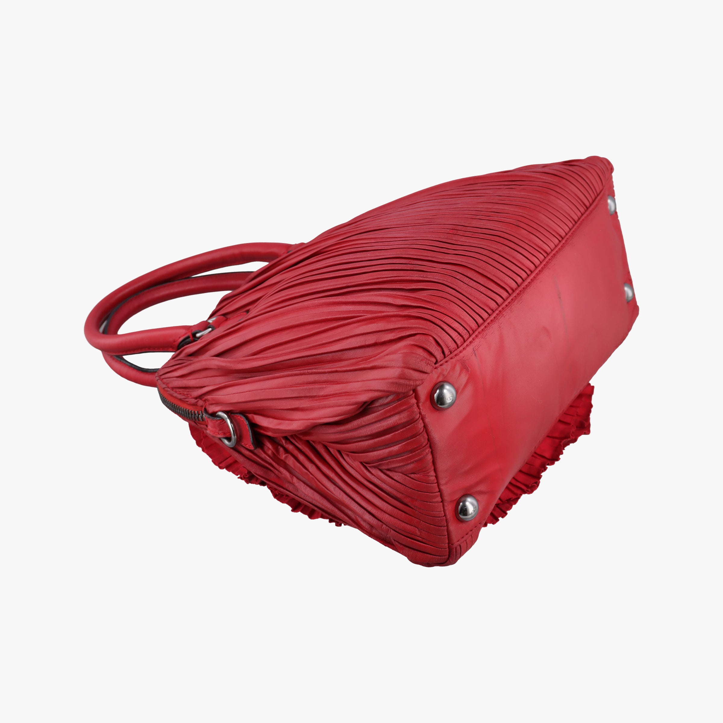 Pre-owned Valentino Petale Rose Dome Red Leather  shoulderbag | stylenewstar