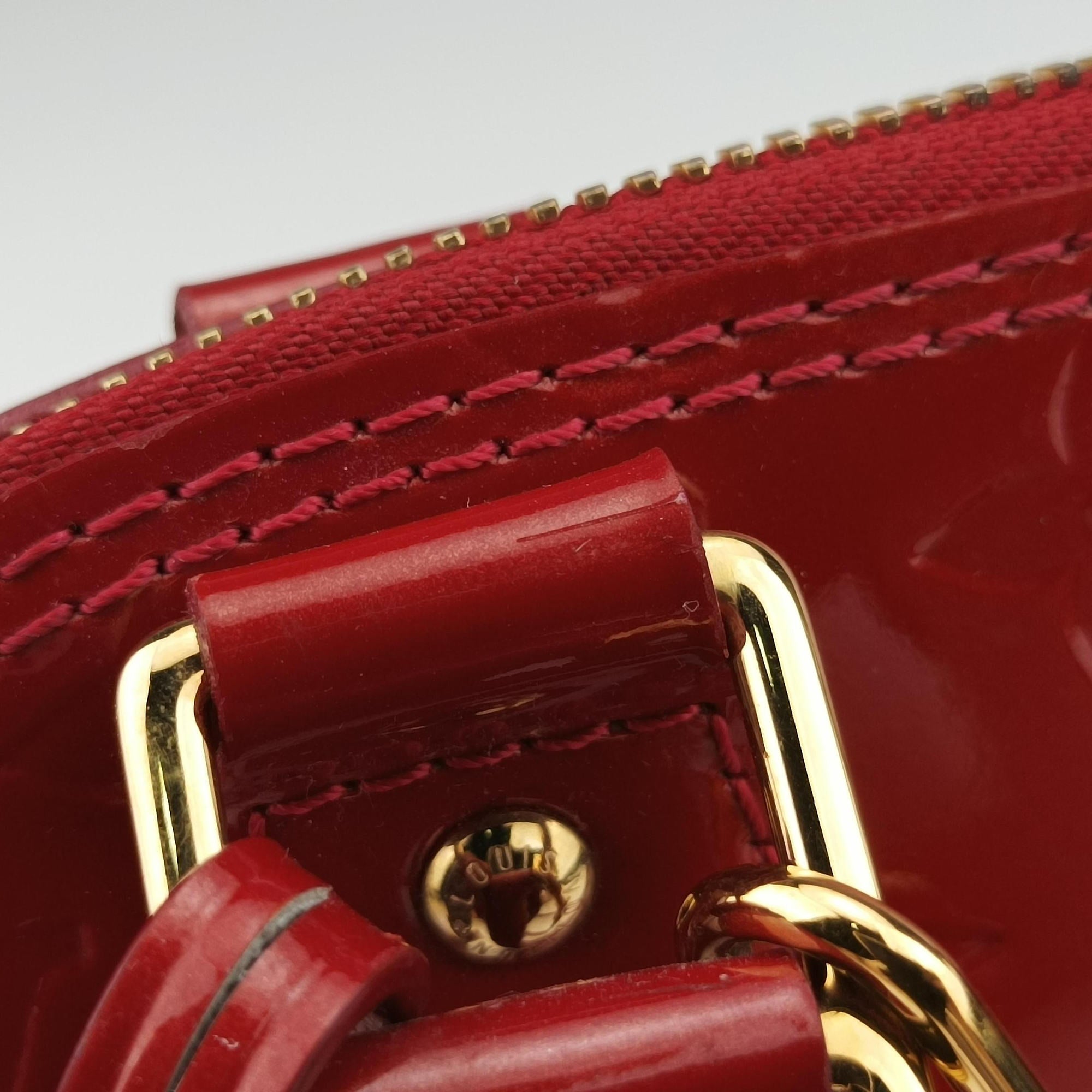 Pre-owned Louis Vuitton Alma BB CERISE Vernis M90174 shoulderbag | stylenewstar
