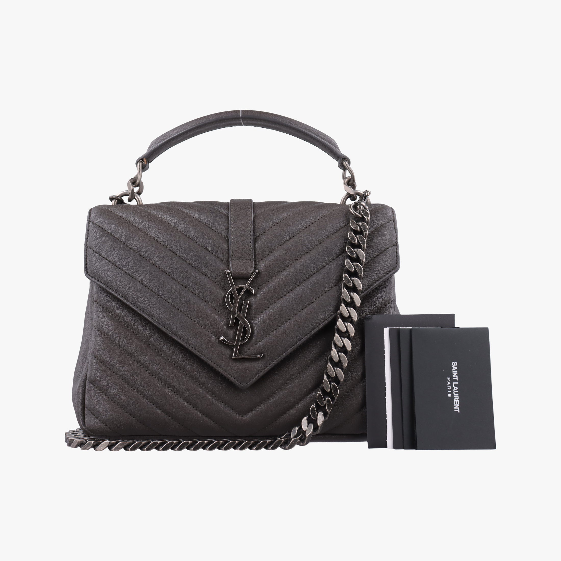 Secondhand Yves Saint Laurent COLLEGE Grey Leather 487213 shoulderbag | stylenewstar