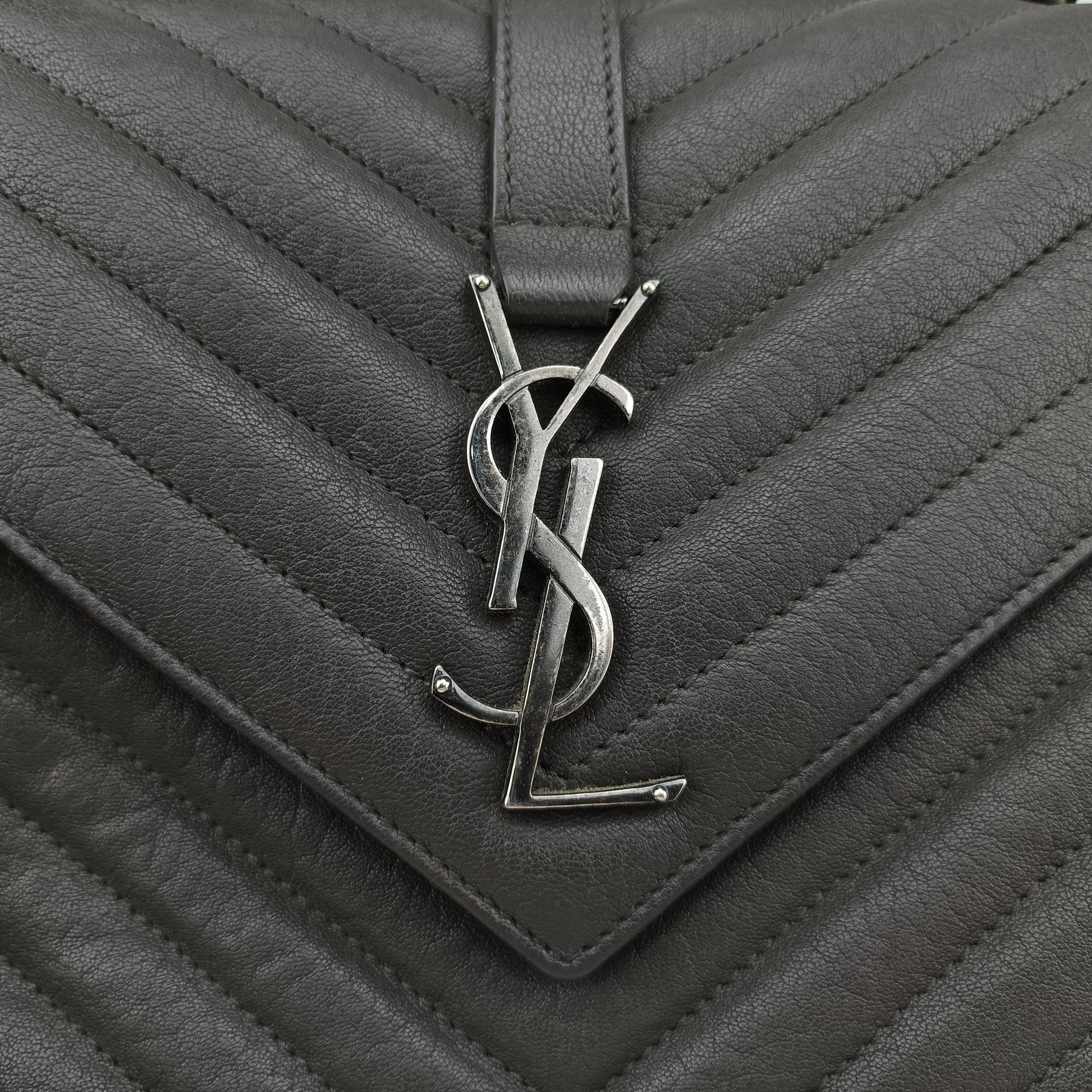 Secondhand Yves Saint Laurent COLLEGE Grey Leather 487213 shoulderbag | stylenewstar