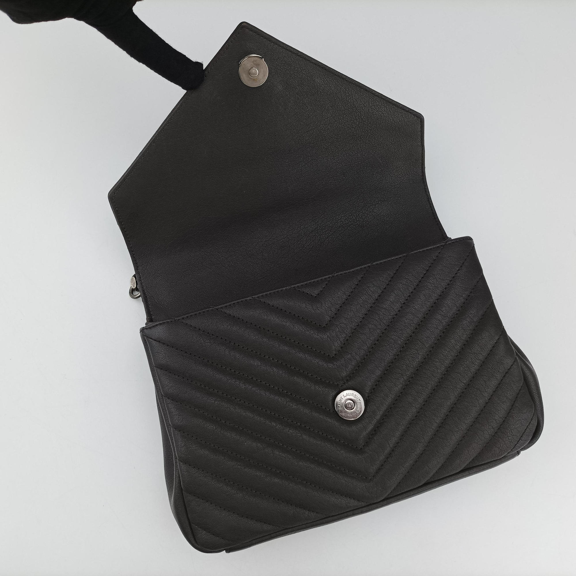 Secondhand Yves Saint Laurent COLLEGE Grey Leather 487213 shoulderbag | stylenewstar