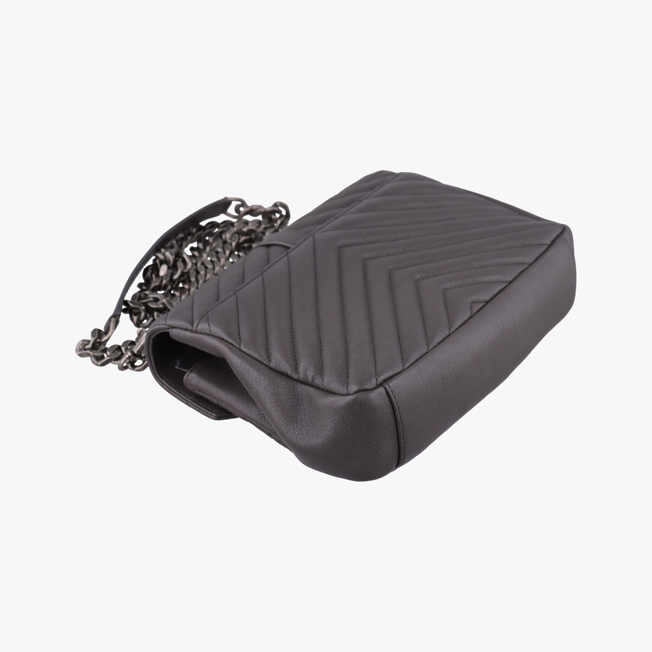 Secondhand Yves Saint Laurent COLLEGE Grey Leather 487213 shoulderbag | stylenewstar