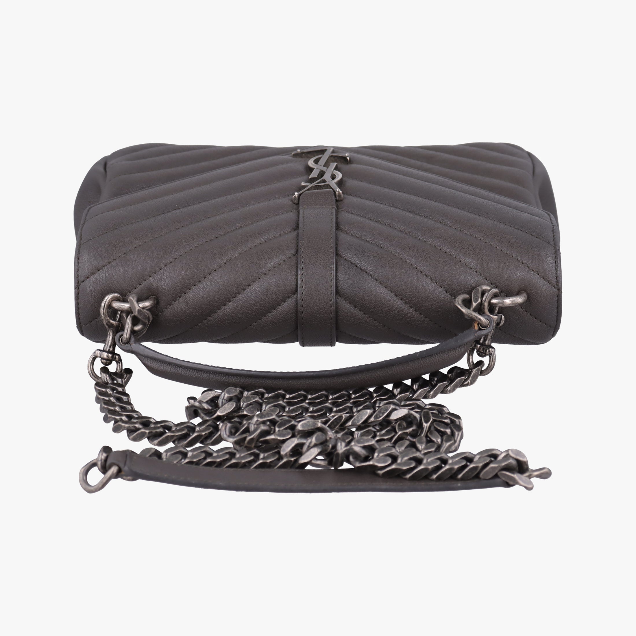 Secondhand Yves Saint Laurent COLLEGE Grey Leather 487213 shoulderbag | stylenewstar