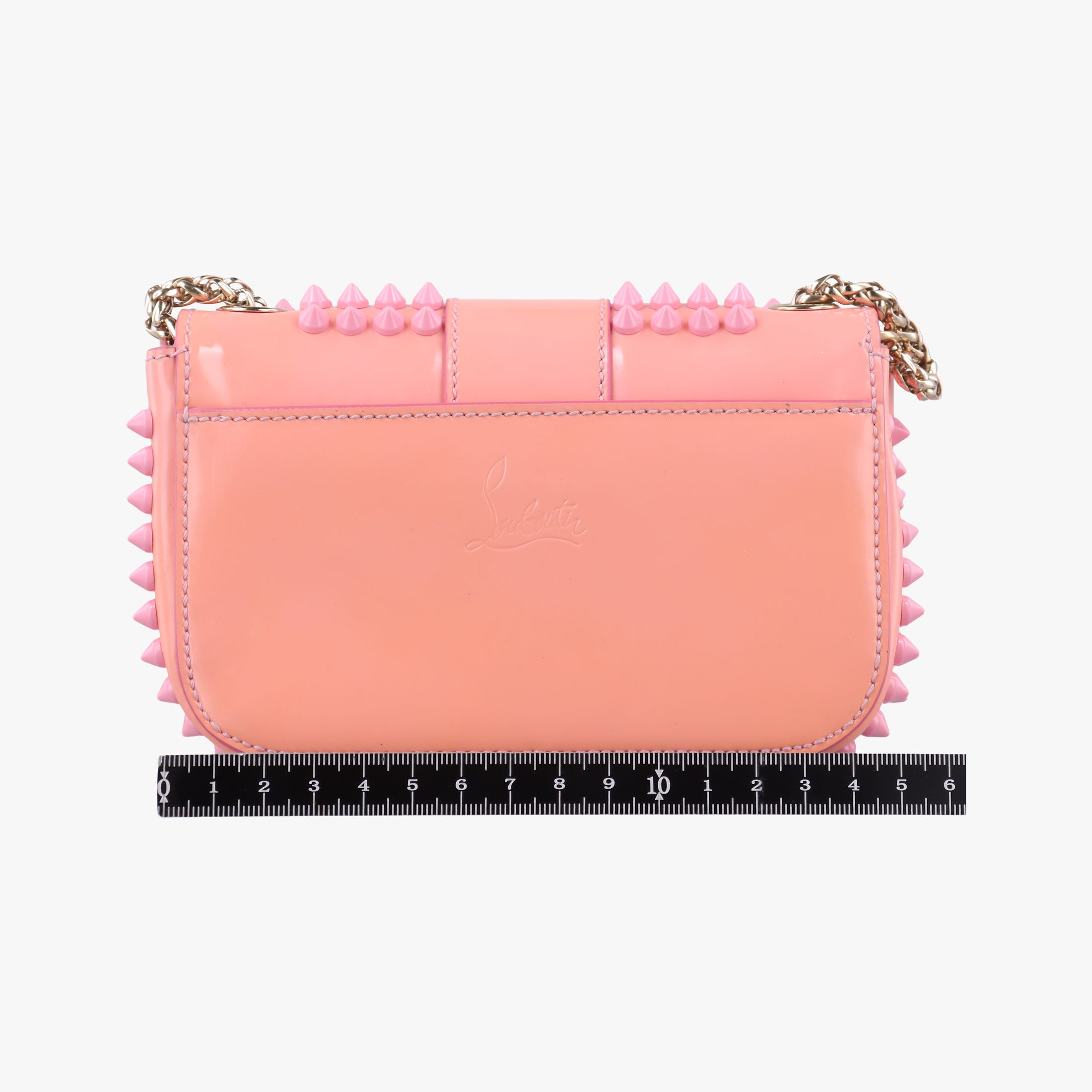 Pre-owned Christian Louboutin Sweet Charity Scarabe Spike Pink Patent  shoulderbag | stylenewstar