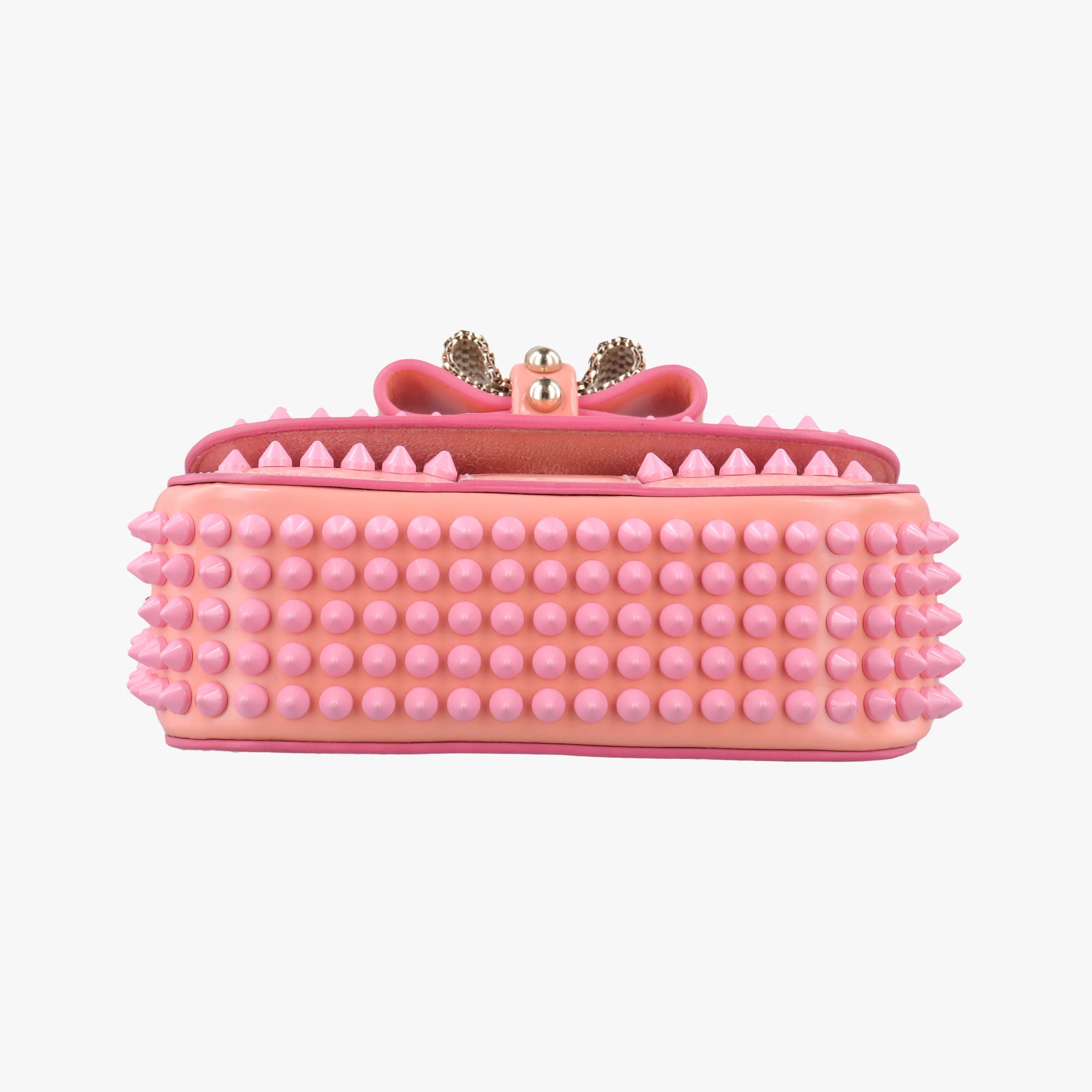 Pre-owned Christian Louboutin Sweet Charity Scarabe Spike Pink Patent  shoulderbag | stylenewstar