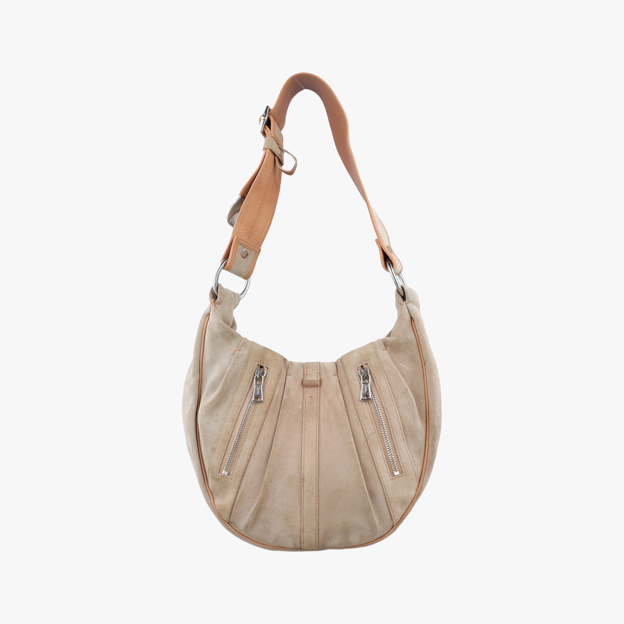 Pre-owned Yves Saint Laurent Rive Gauche Beige Leather×Suede 120436 shoulderbag | stylenewstar