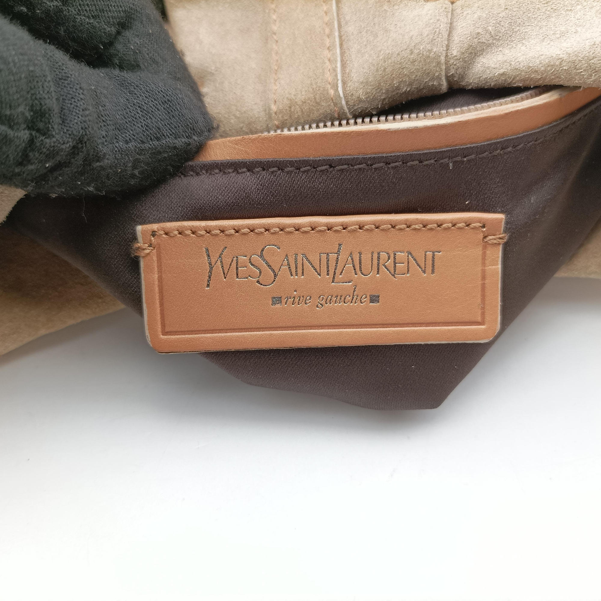 Pre-owned Yves Saint Laurent Rive Gauche Beige Leather×Suede 120436 shoulderbag | stylenewstar