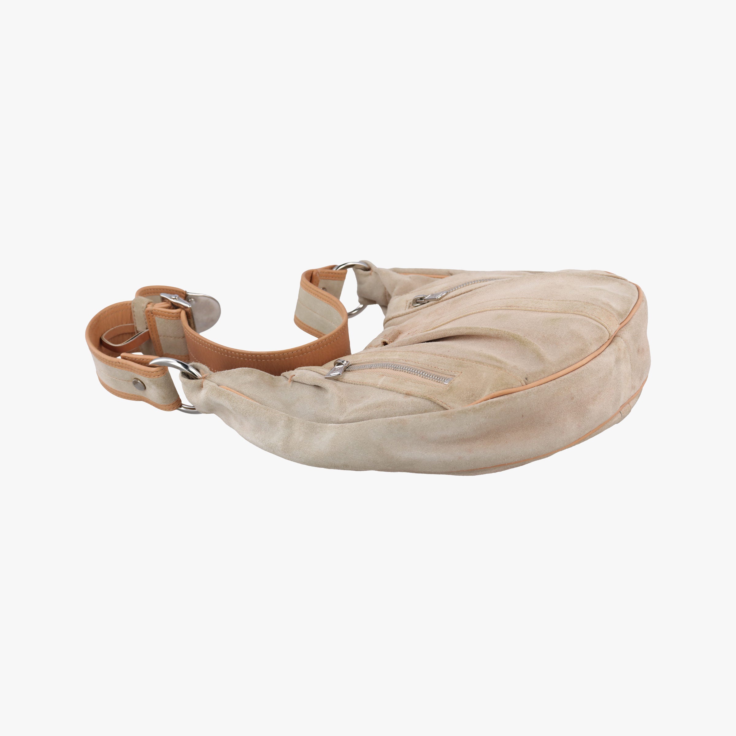 Pre-owned Yves Saint Laurent Rive Gauche Beige Leather×Suede 120436 shoulderbag | stylenewstar