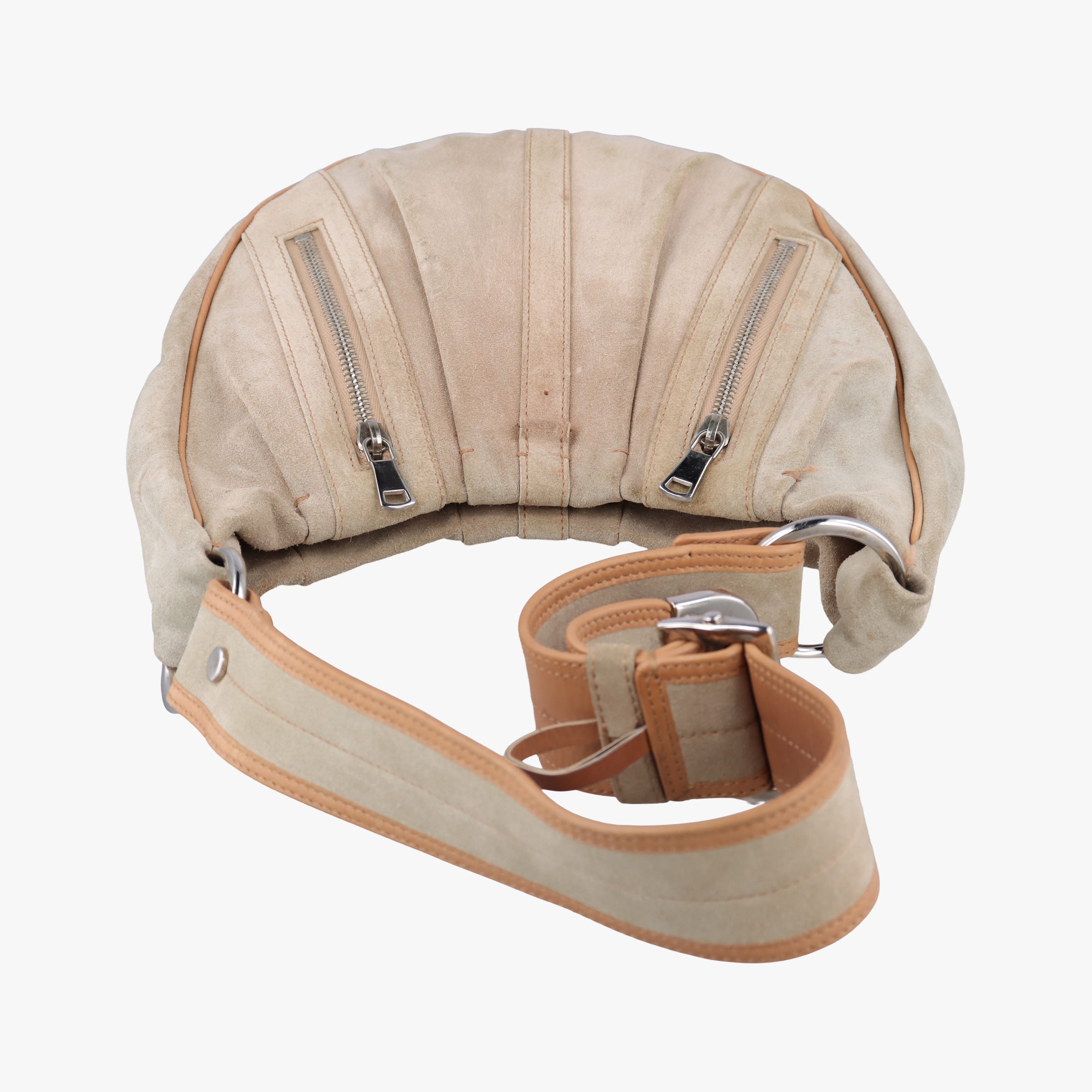Pre-owned Yves Saint Laurent Rive Gauche Beige Leather×Suede 120436 shoulderbag | stylenewstar