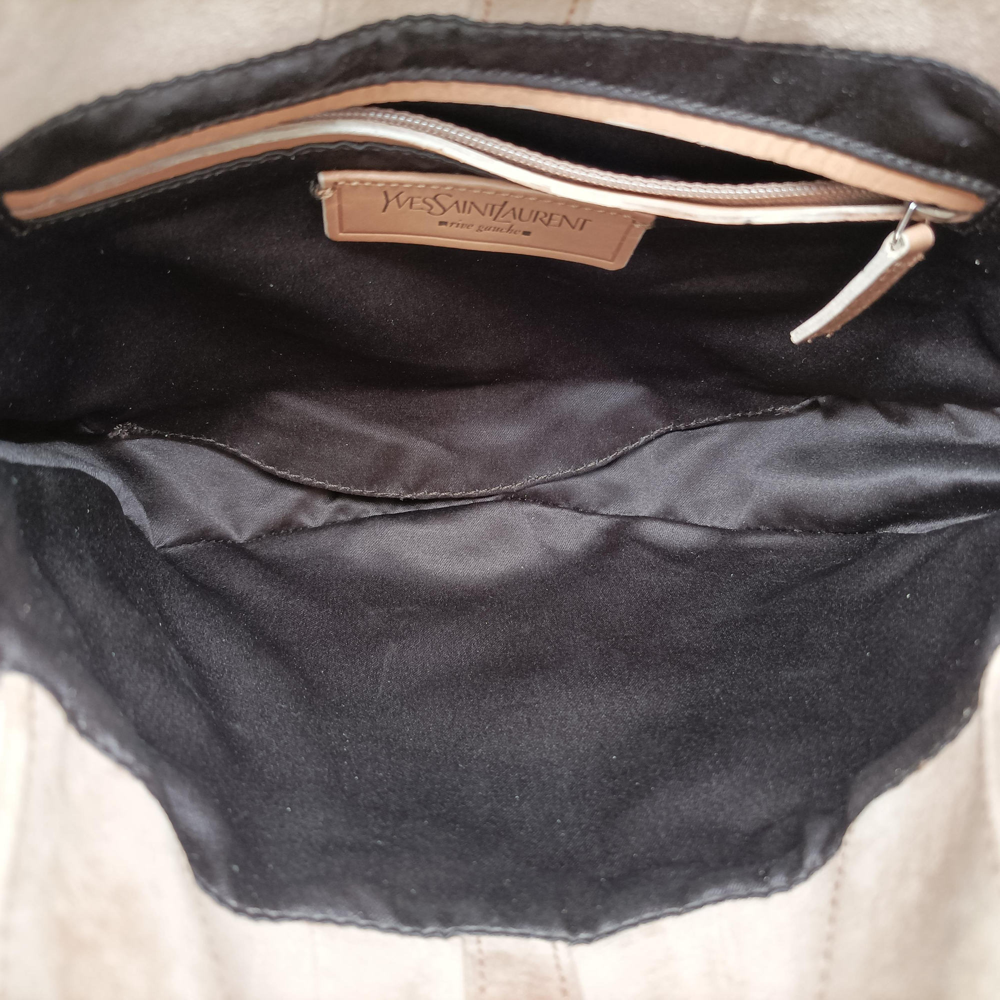 Pre-owned Yves Saint Laurent Rive Gauche Beige Leather×Suede 120436 shoulderbag | stylenewstar