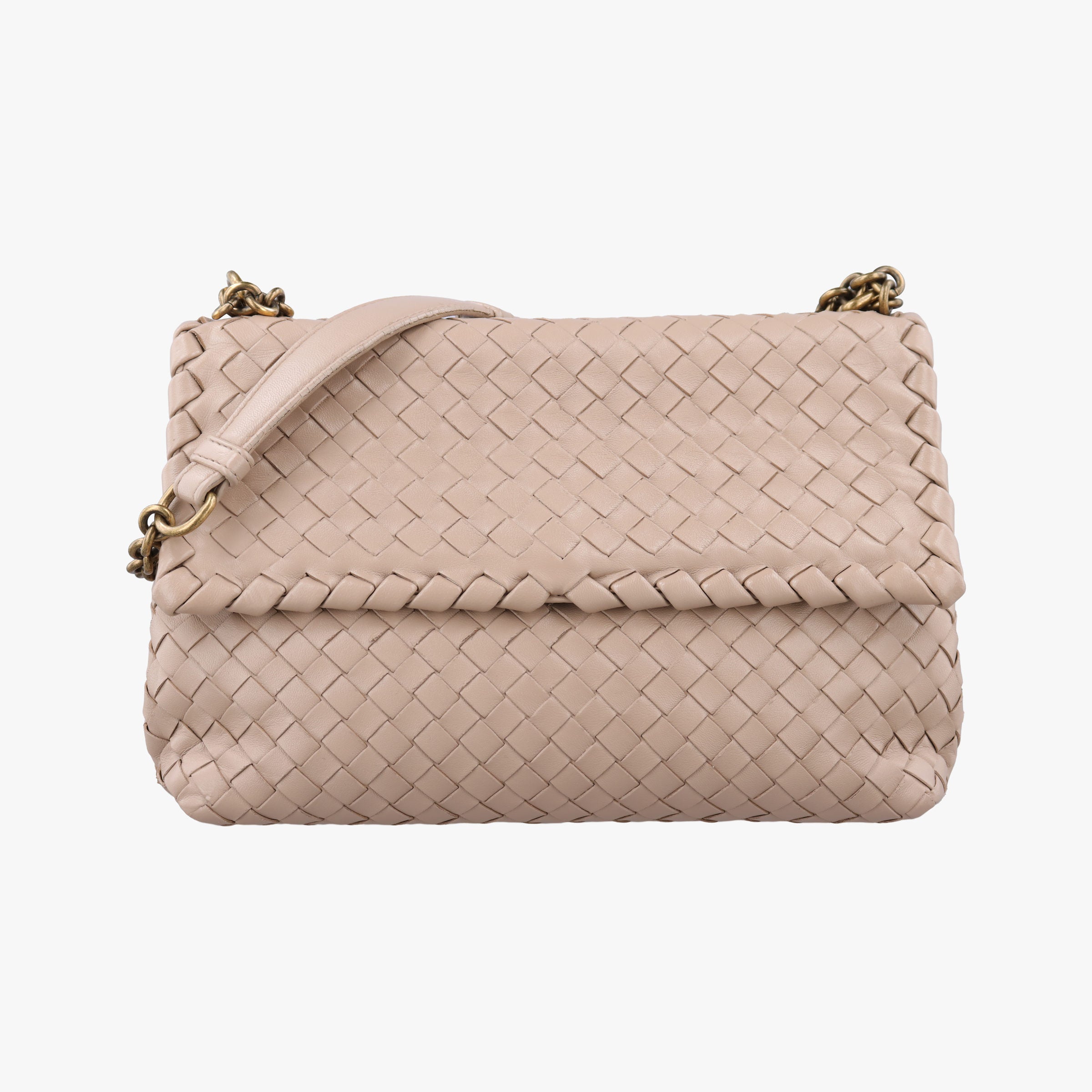 Pre-owned Bottega Veneta Intrecciato Olimpia Beige lambskin  shoulderbag | stylenewstar
