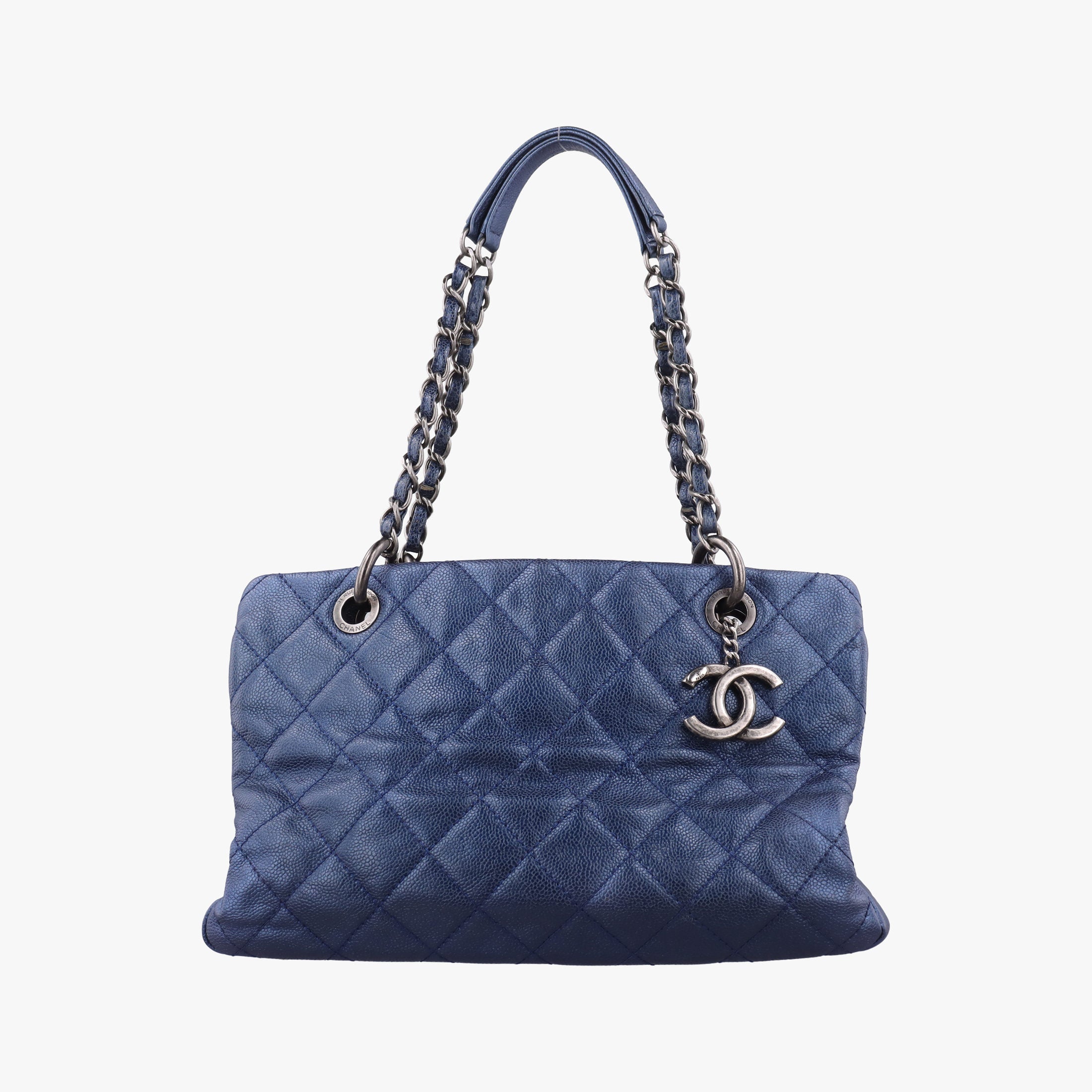 Pre-owned Chanel Matelasse Cocomark Blue Caviar Leather A67413 shoulderbag | stylenewstar