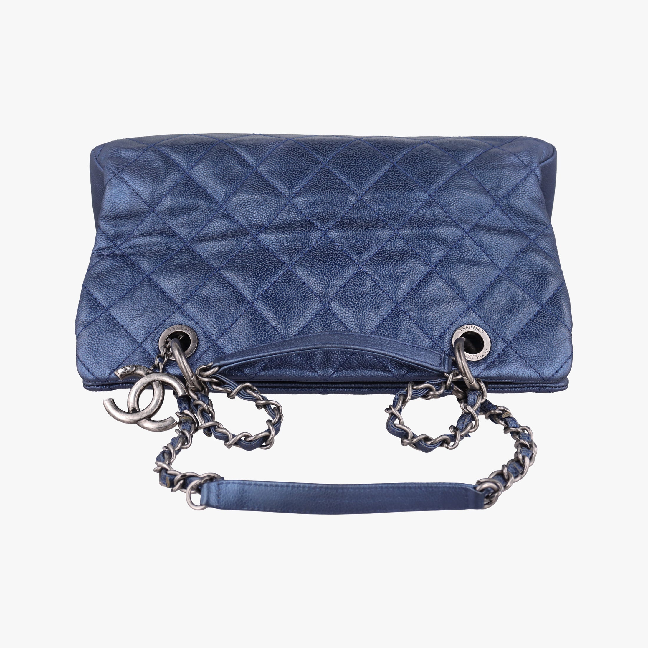 Pre-owned Chanel Matelasse Cocomark Blue Caviar Leather A67413 shoulderbag | stylenewstar