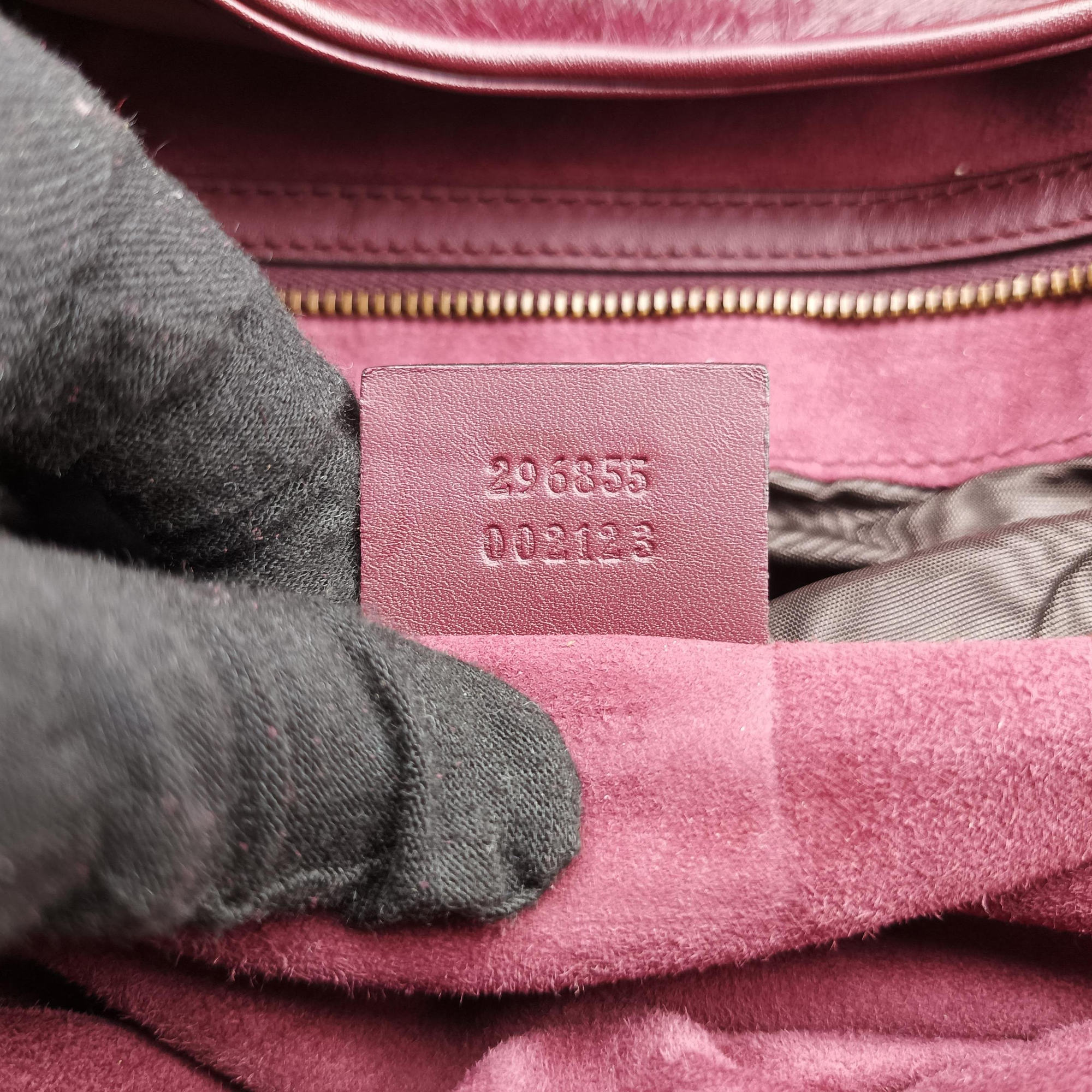 Secondhand Gucci Stirrup Exotic Horsebit Burgundy ponyhair 296855 handbag | stylenewstar