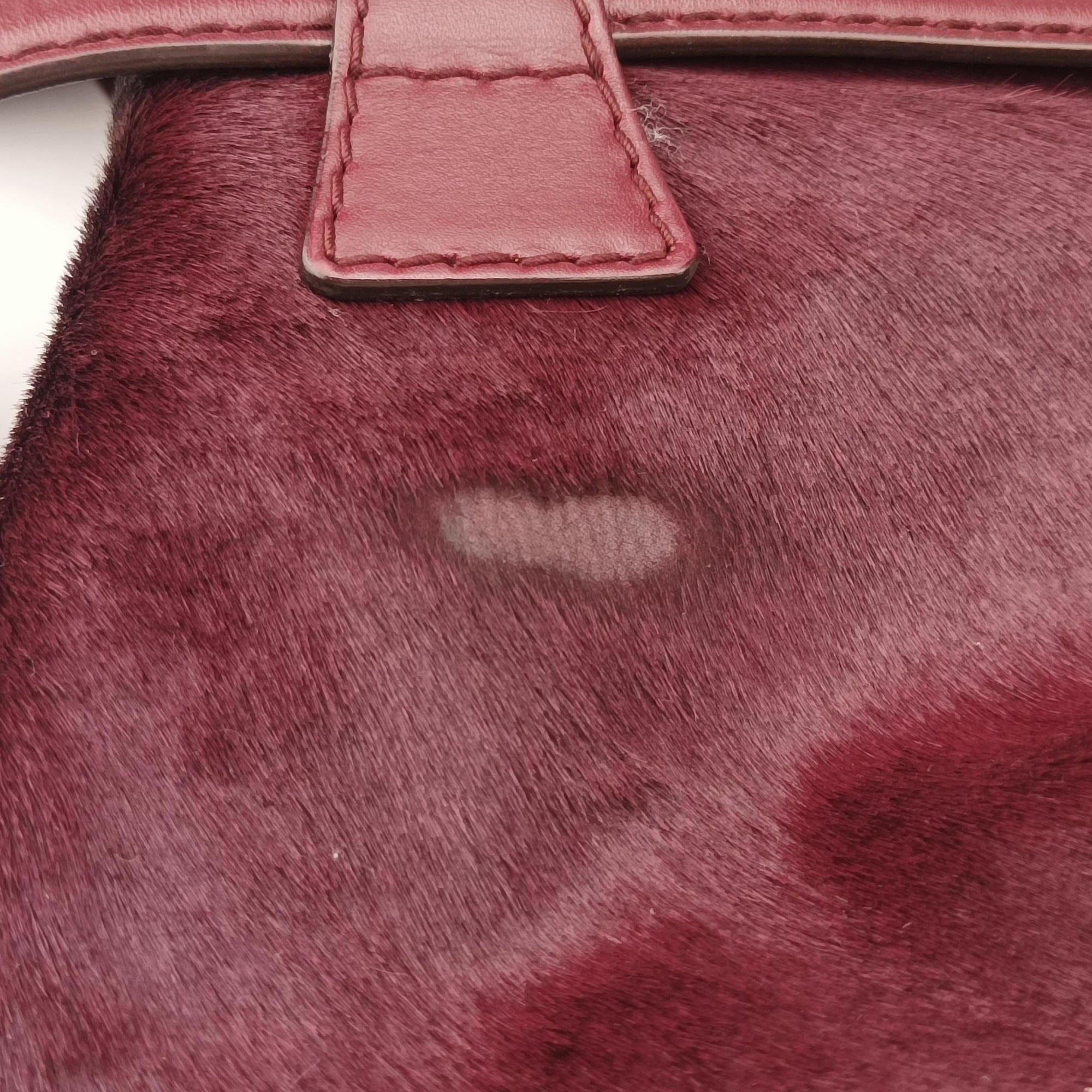 Secondhand Gucci Stirrup Exotic Horsebit Burgundy ponyhair 296855 handbag | stylenewstar