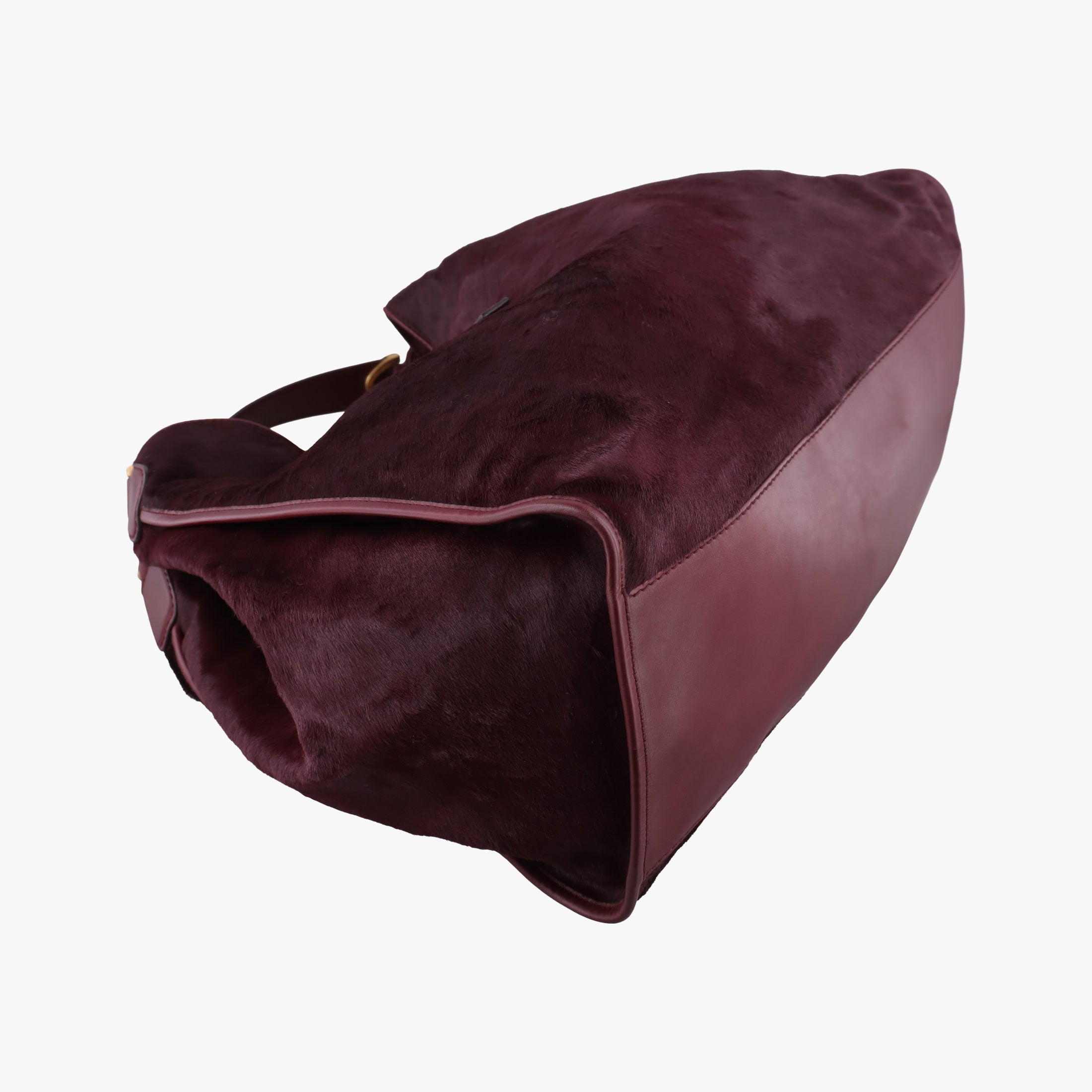 Secondhand Gucci Stirrup Exotic Horsebit Burgundy ponyhair 296855 handbag | stylenewstar