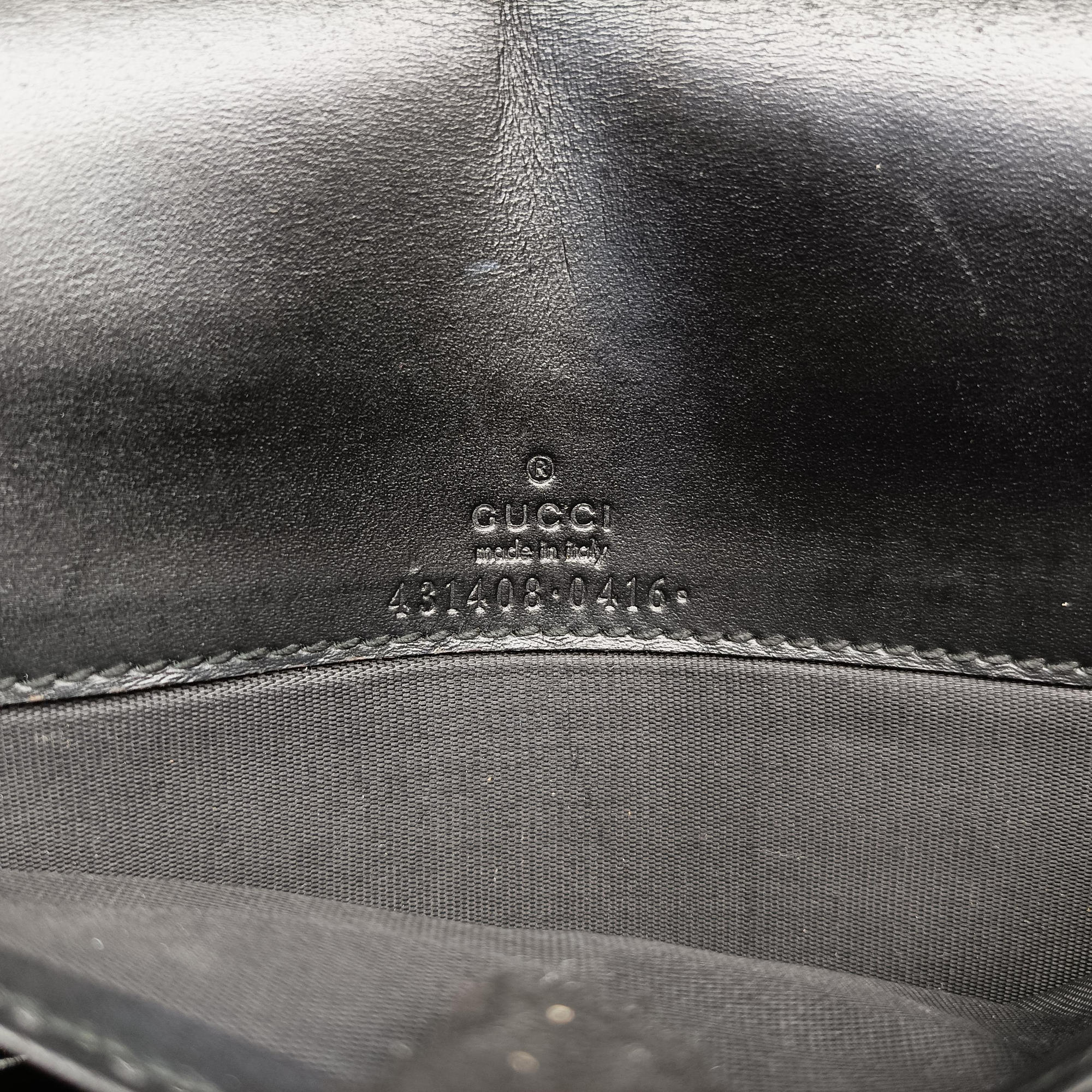 Pre-owned Gucci Guccissima Signature Bowy Black Leather 431408 shoulderbag | stylenewstar
